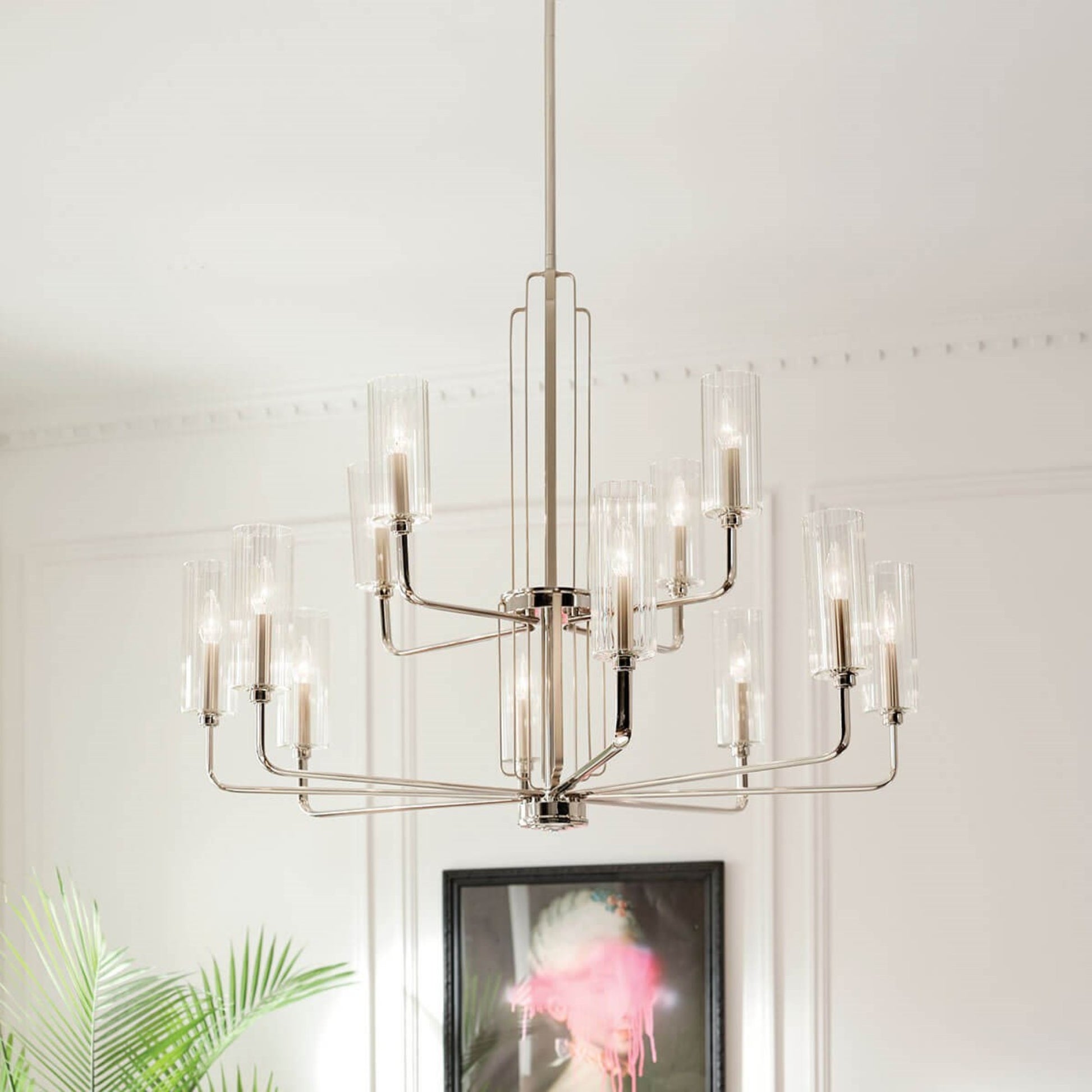 Kimrose 41" 12-Light Chandelier, Polished Nickel Finish - Bees Lighting