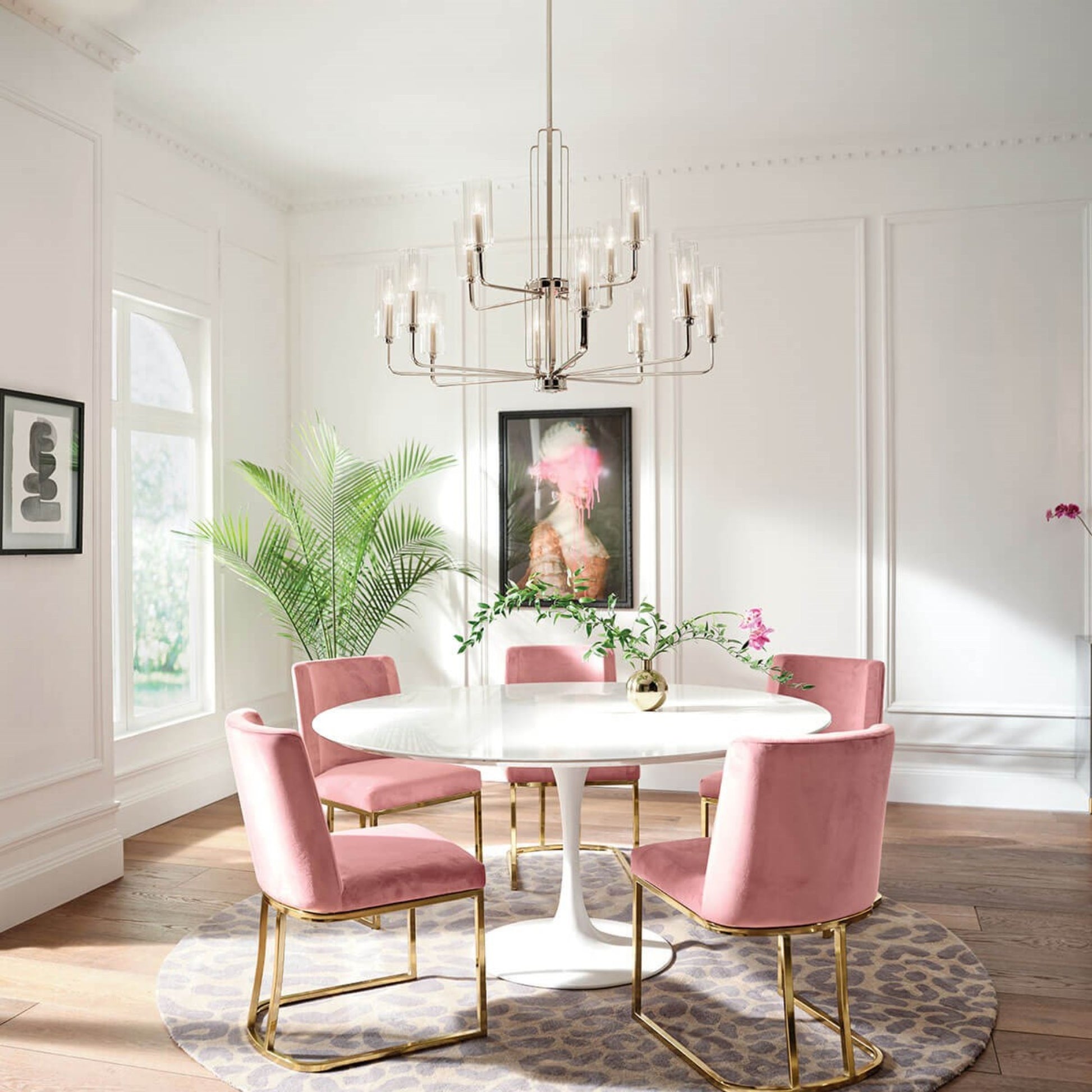 Kimrose 41" 12-Light Chandelier, Polished Nickel Finish - Bees Lighting