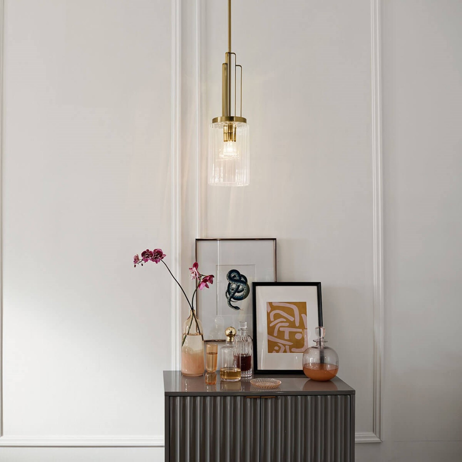 Kimrose 7" Mini Pendant, Brushed Natural Brass Finish - Bees Lighting