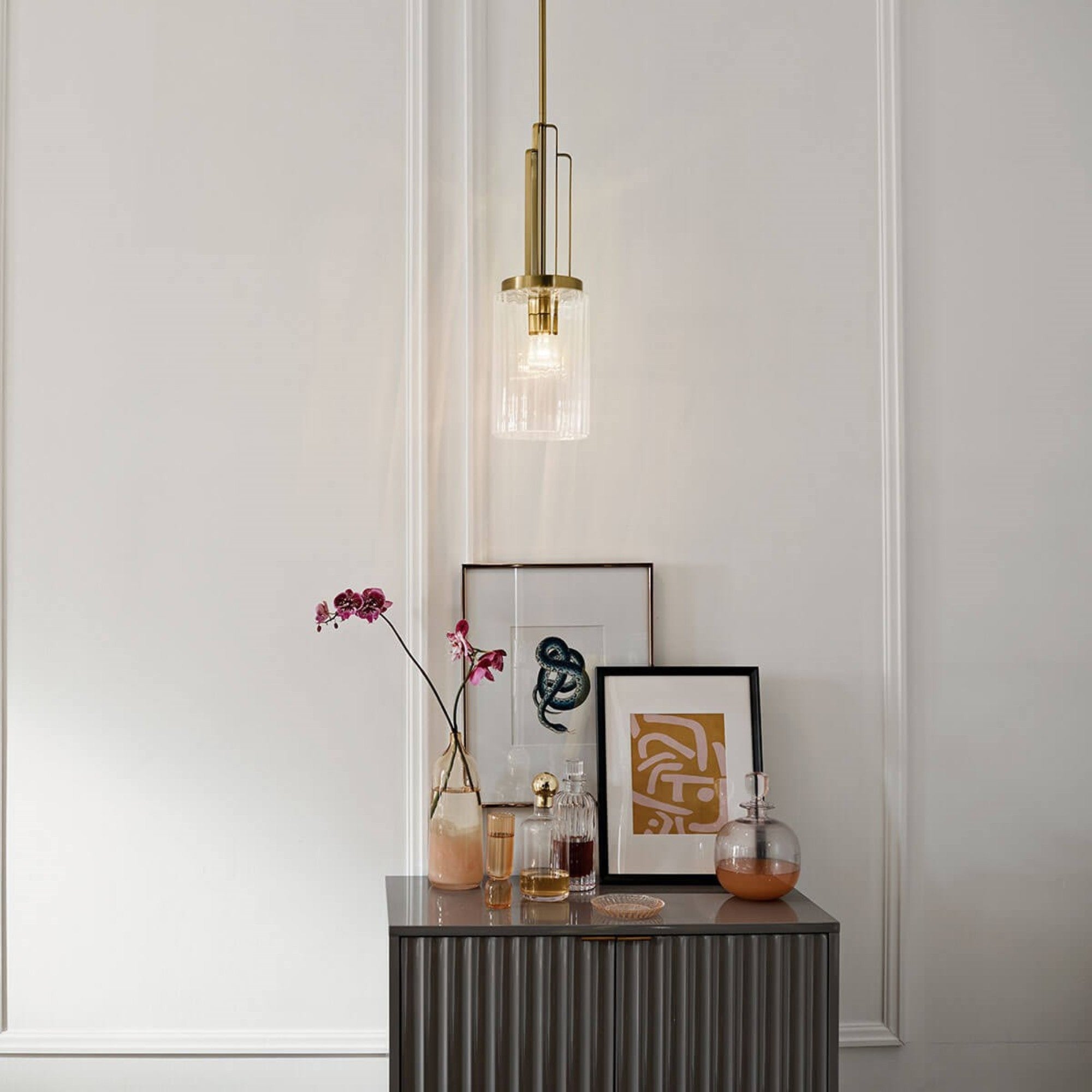 Kimrose 7" Mini Pendant, Brushed Natural Brass Finish - Bees Lighting