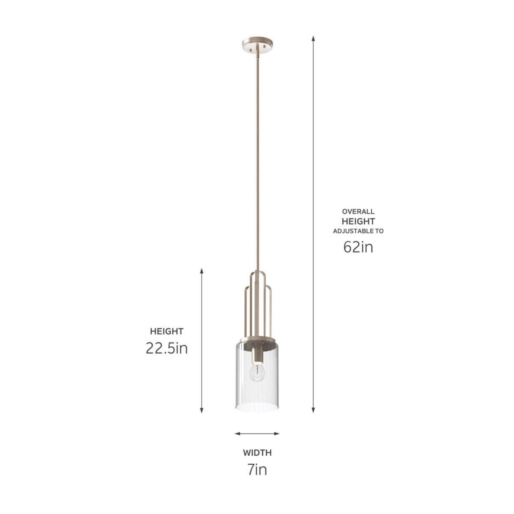 Kimrose 7" Mini Pendant, Polished Nickel Finish - Bees Lighting