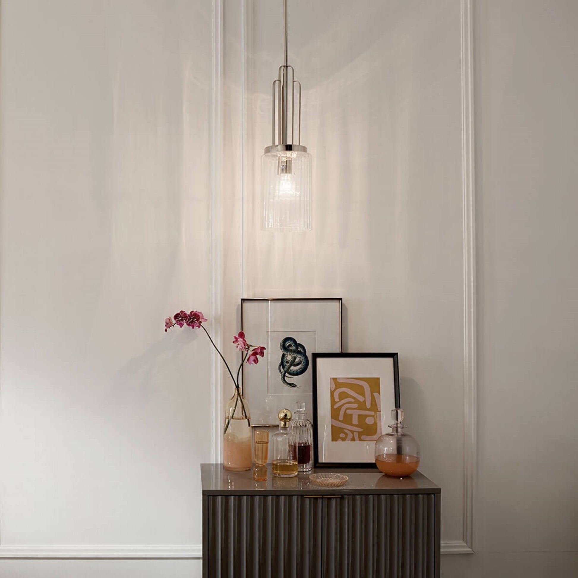 Kimrose 7" Mini Pendant, Polished Nickel Finish - Bees Lighting