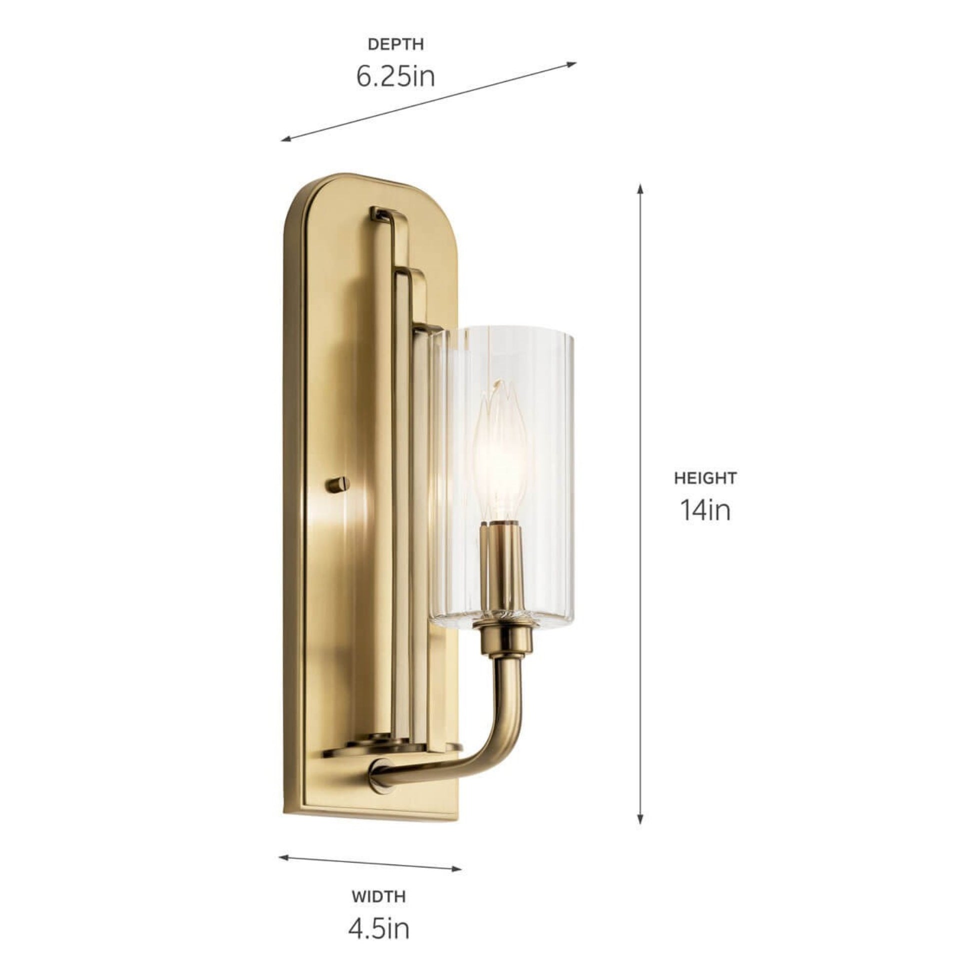 Kimrose 14" Wall Sconce, Brushed Natural Brass Finish - Bees Lighting