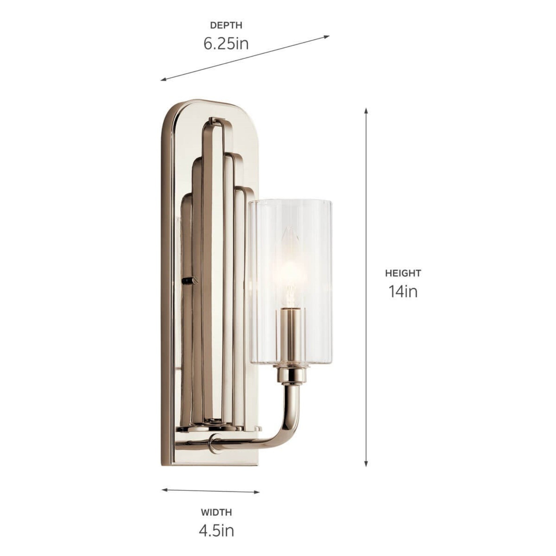 Kimrose 14" Wall Sconce, Polished Nickel Finish - Bees Lighting