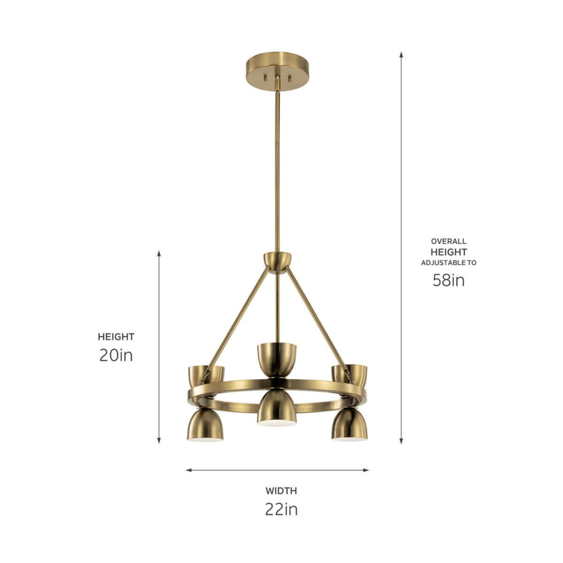 Baland 22" LED Chandelier, Brushed Natural Brass Finish - Bees Lighting
