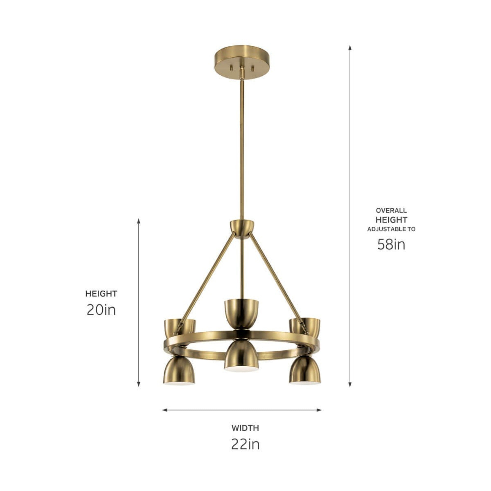 Baland 22" LED Chandelier, Brushed Natural Brass Finish - Bees Lighting
