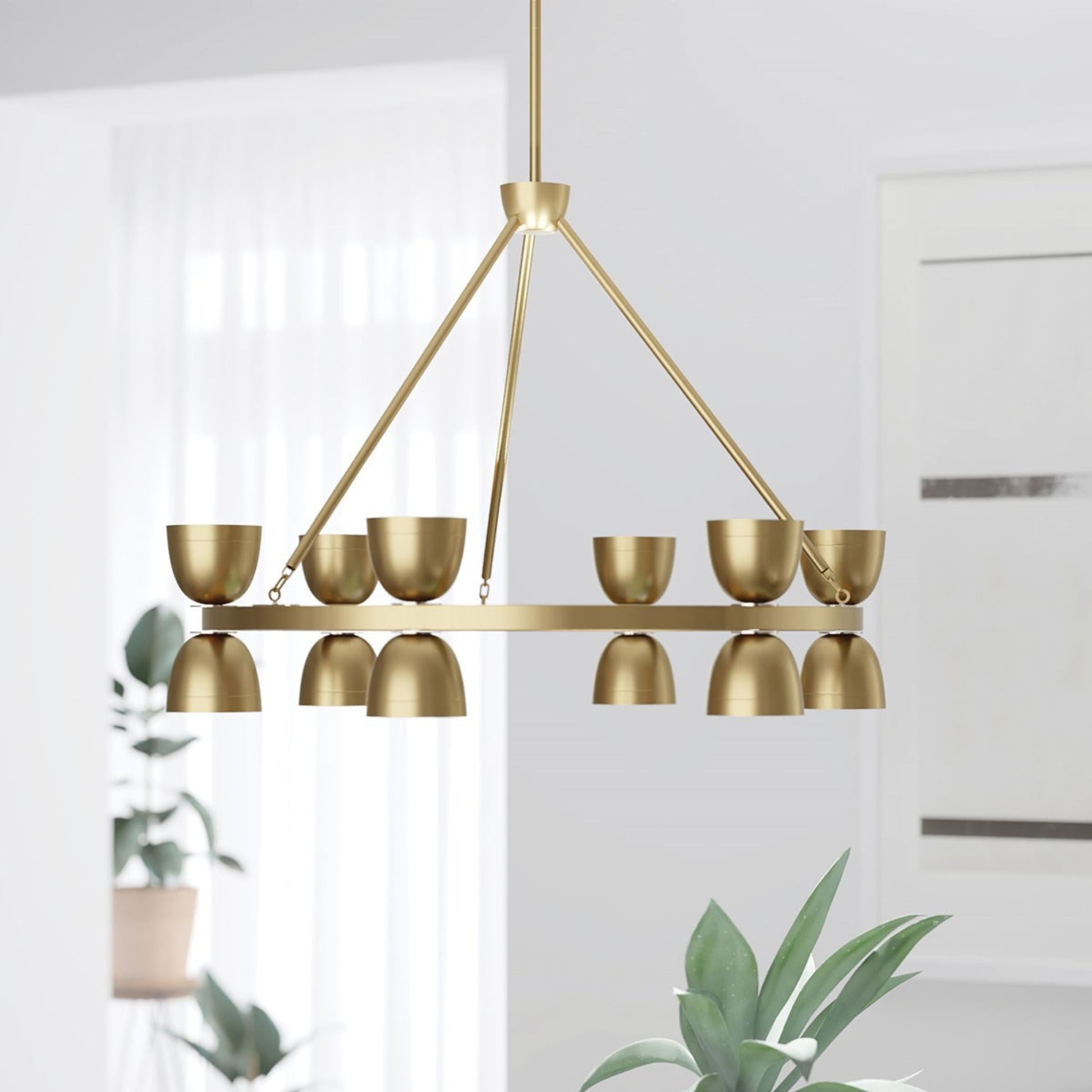 Baland 31" LED Chandelier, Brushed Natural Brass Finish - Bees Lighting