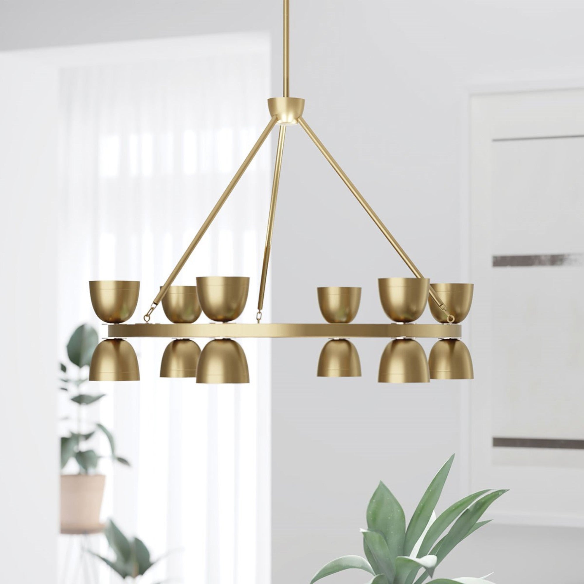 Baland 31" LED Chandelier, Brushed Natural Brass Finish - Bees Lighting