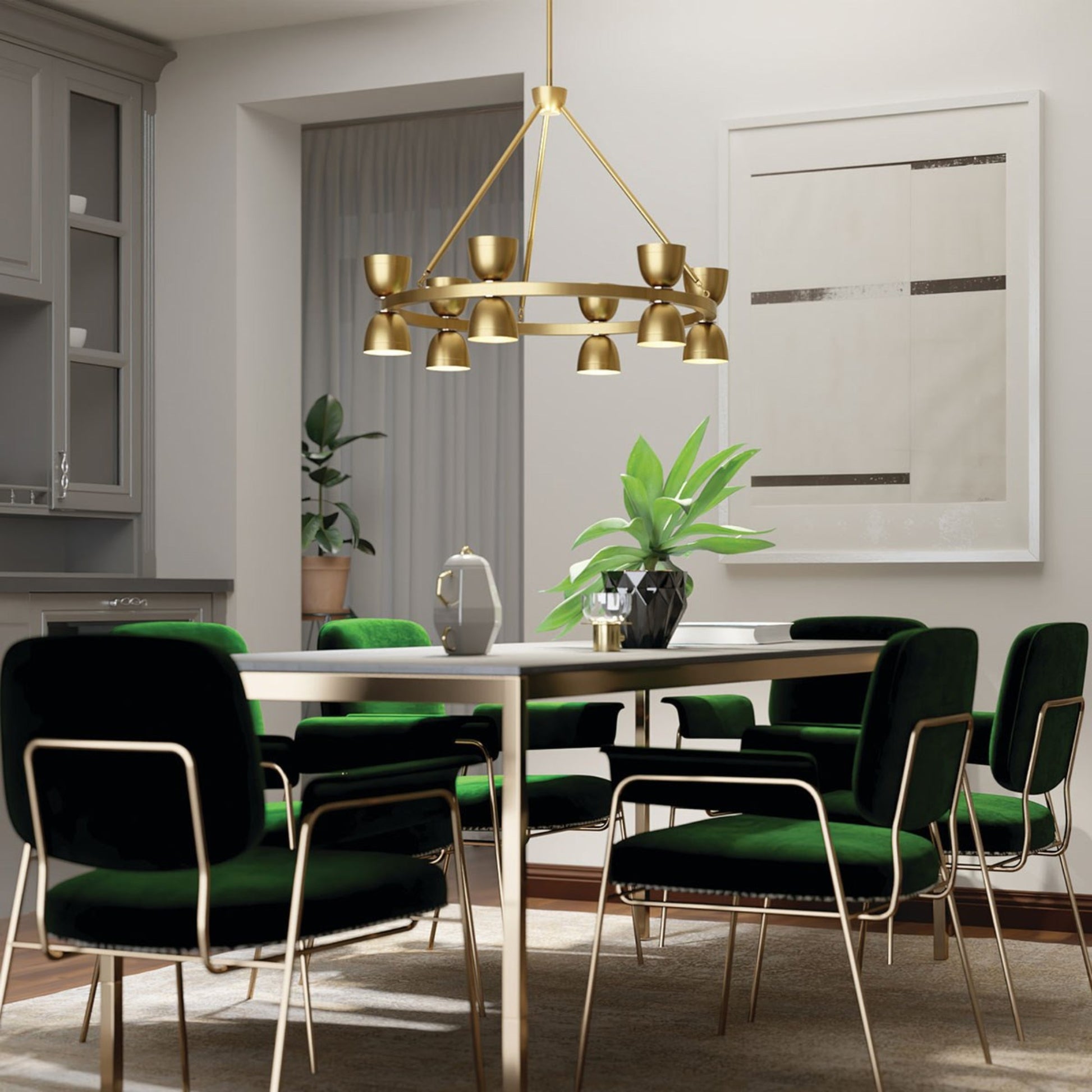 Baland 31" LED Chandelier, Brushed Natural Brass Finish - Bees Lighting
