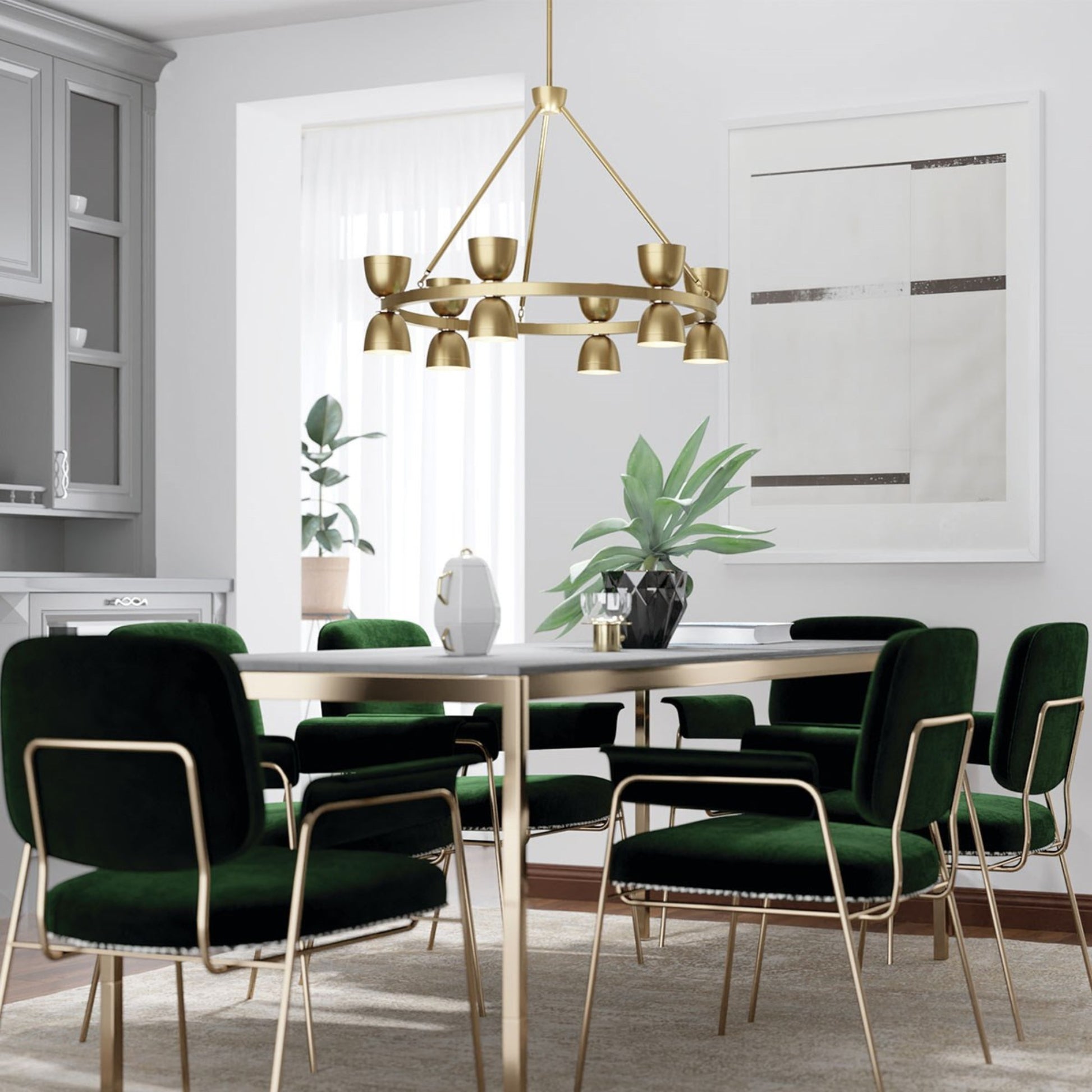 Baland 31" LED Chandelier, Brushed Natural Brass Finish - Bees Lighting