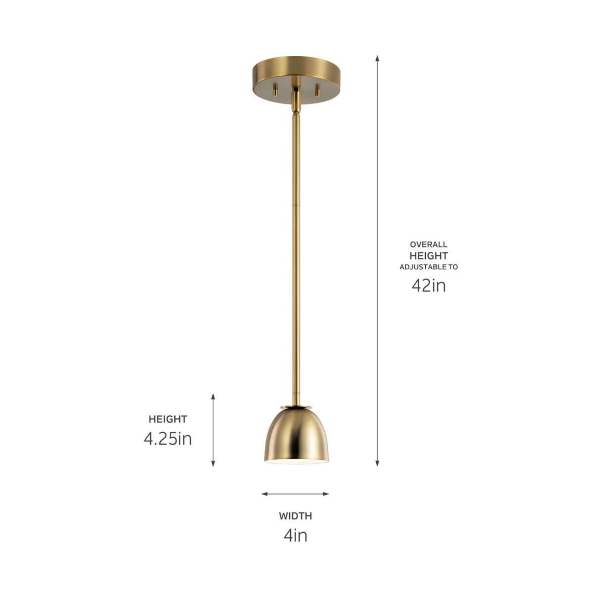 Baland 4" LED Mini Pendant, Brushed Natural Brass Finish - Bees Lighting