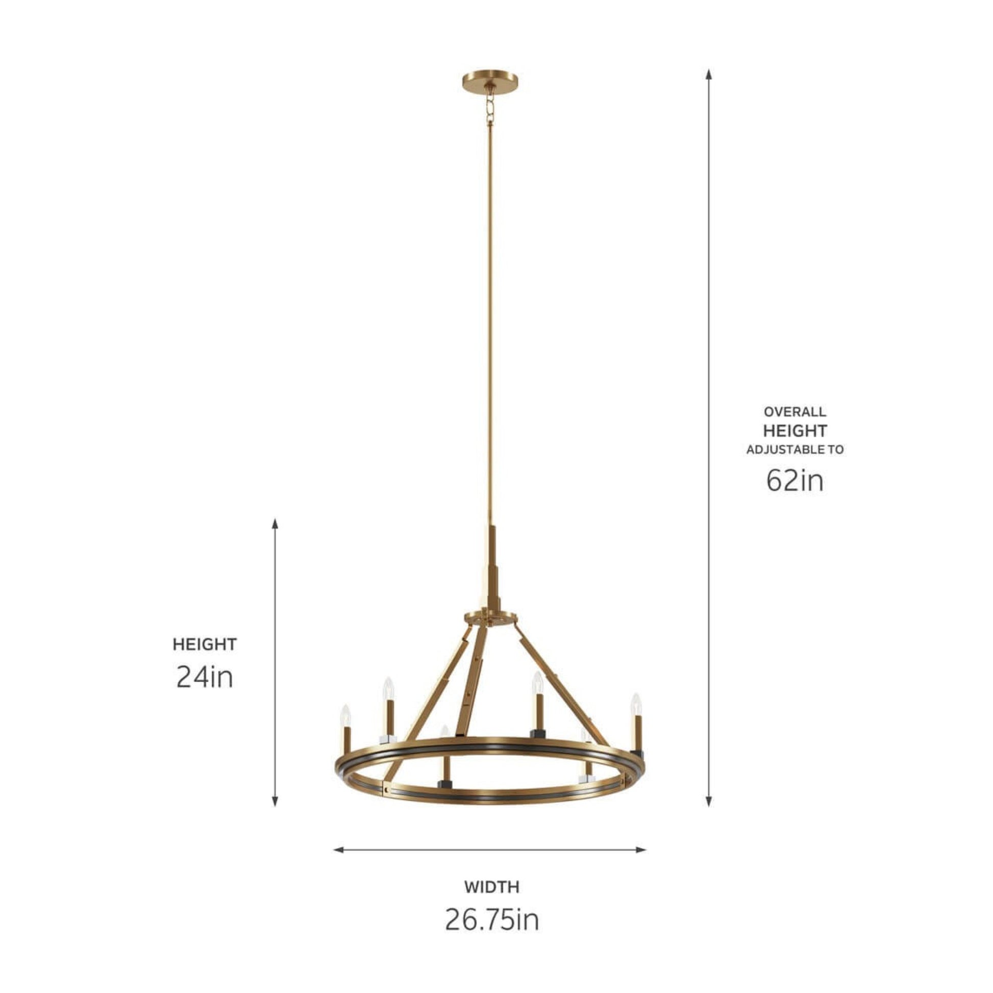 Emmala 27" 6-Light Chandelier, Brushed Natural Brass Finish - Bees Lighting
