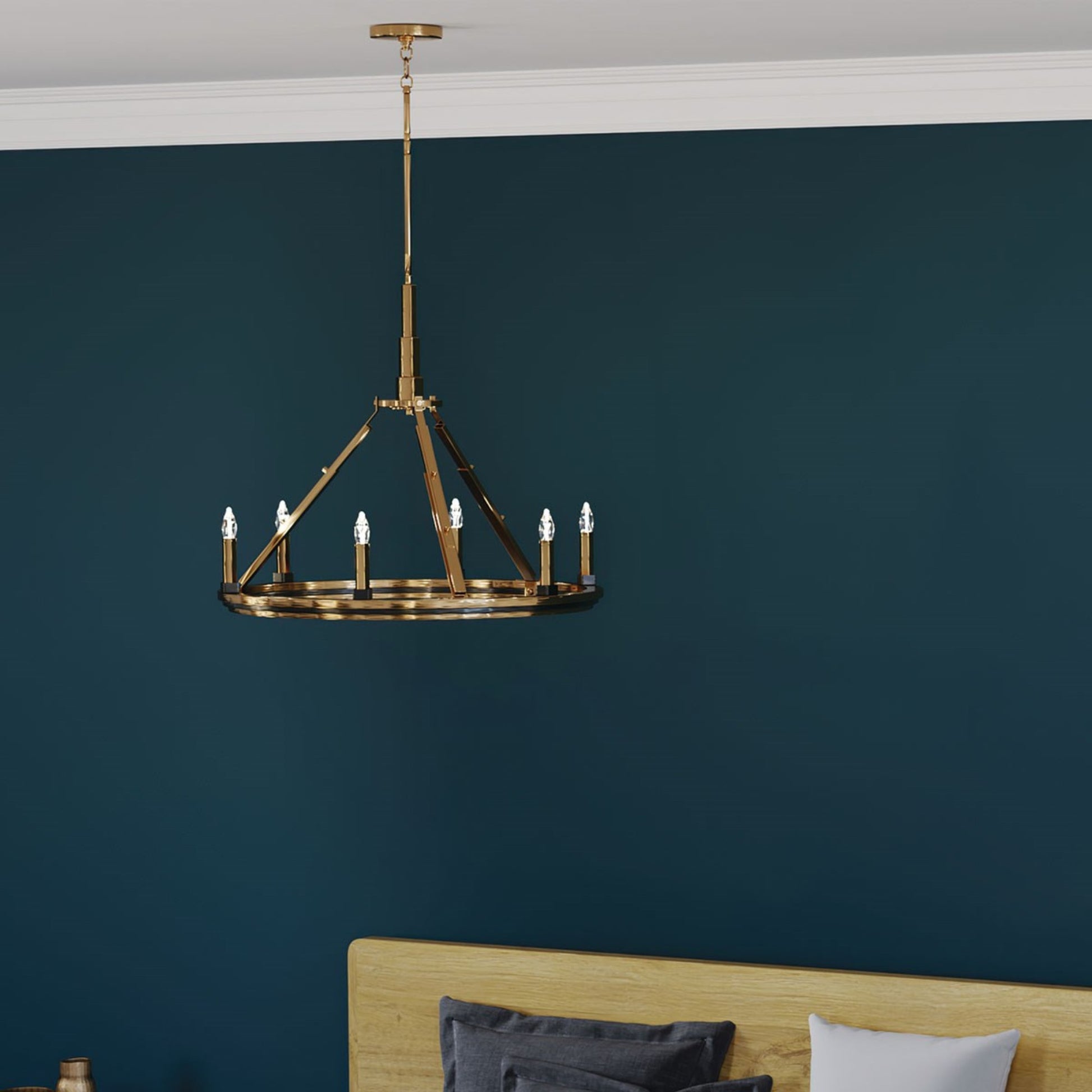 Emmala 27" 6-Light Chandelier, Brushed Natural Brass Finish - Bees Lighting