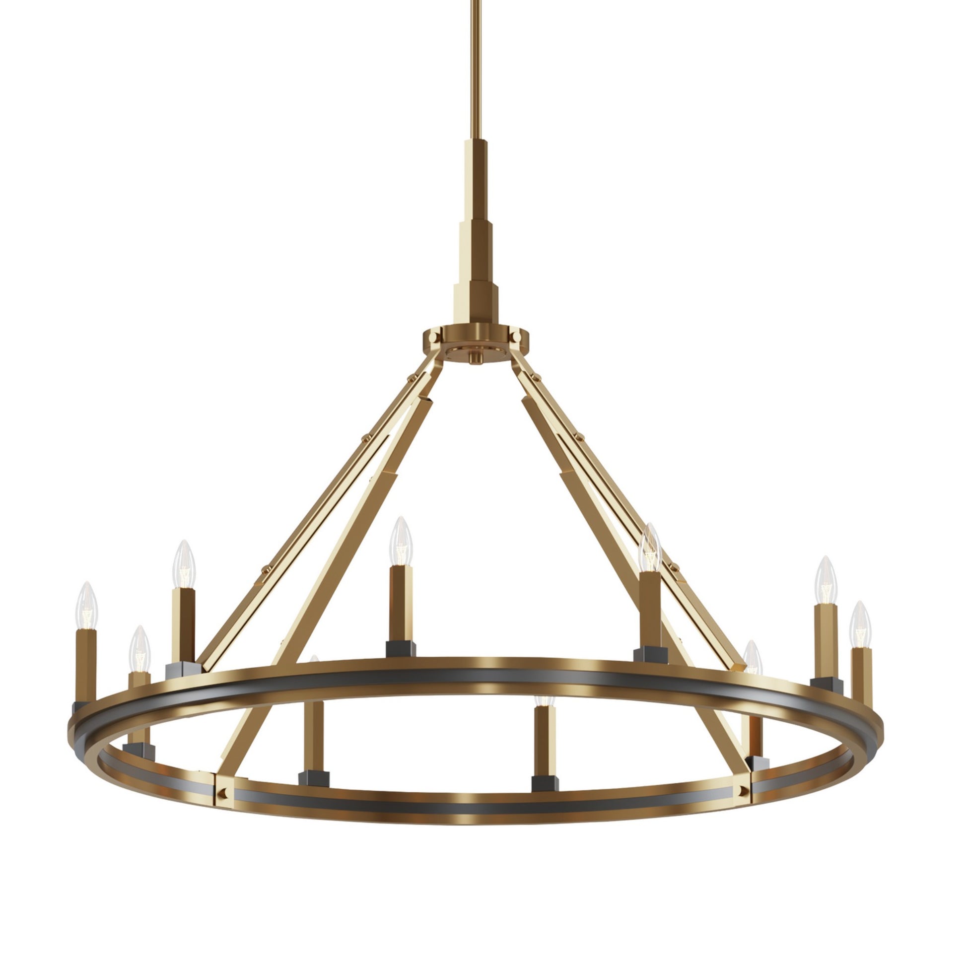 Emmala 34" 10-Light Chandelier, Brushed Natural Brass Finish - Bees Lighting