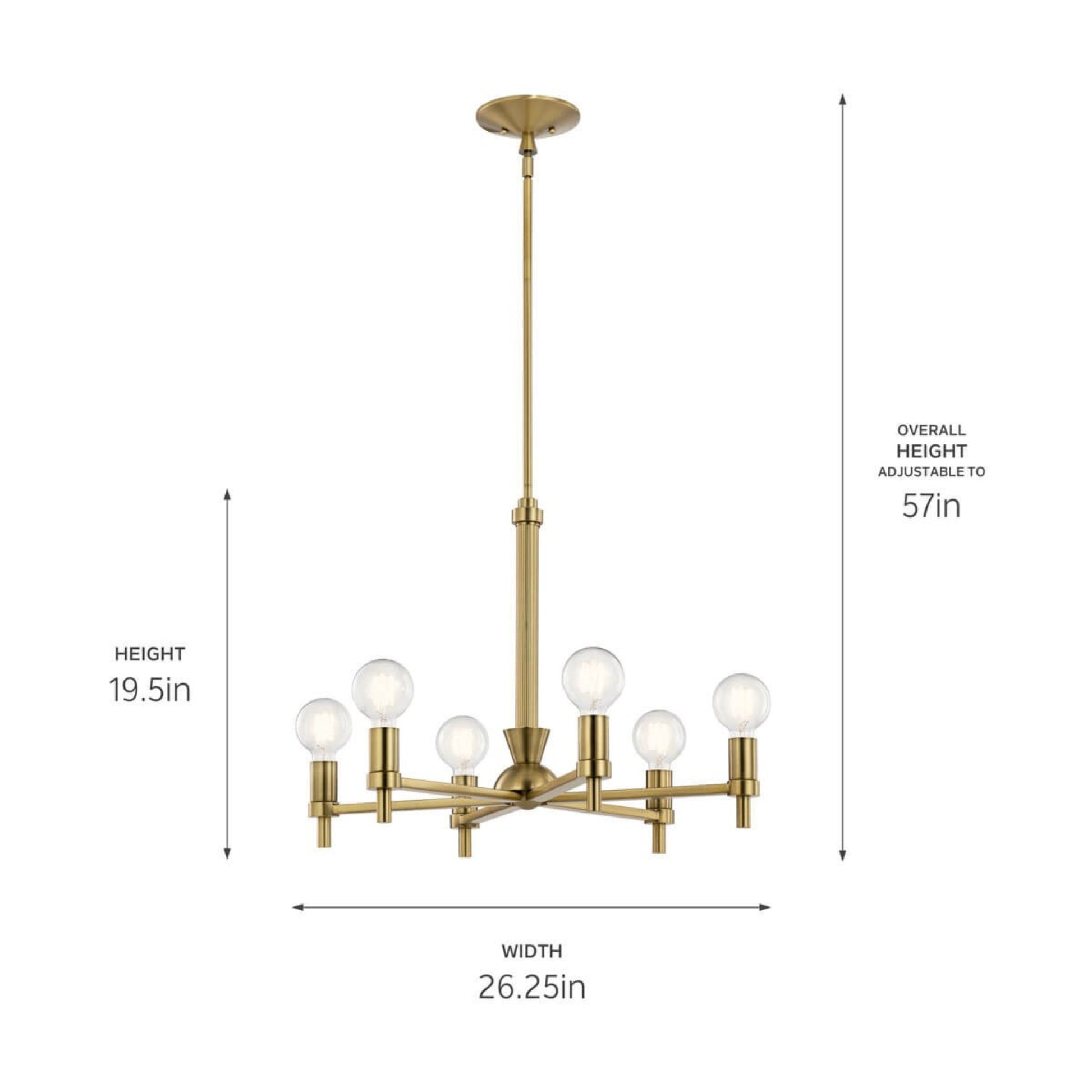 Torvee 25" 6-Light Chandelier, Brushed Natural Brass Finish - Bees Lighting