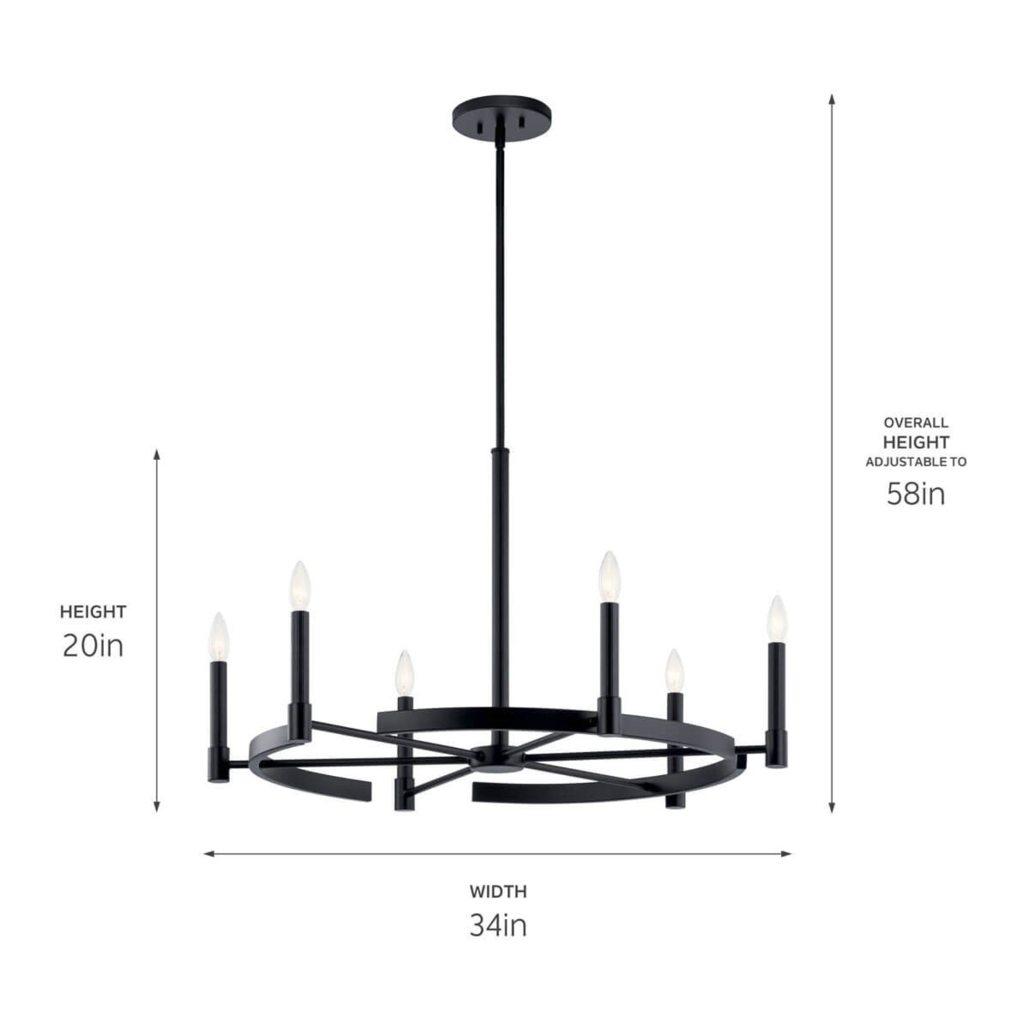 Tolani 34" 6-Light Chandelier, Black Finish