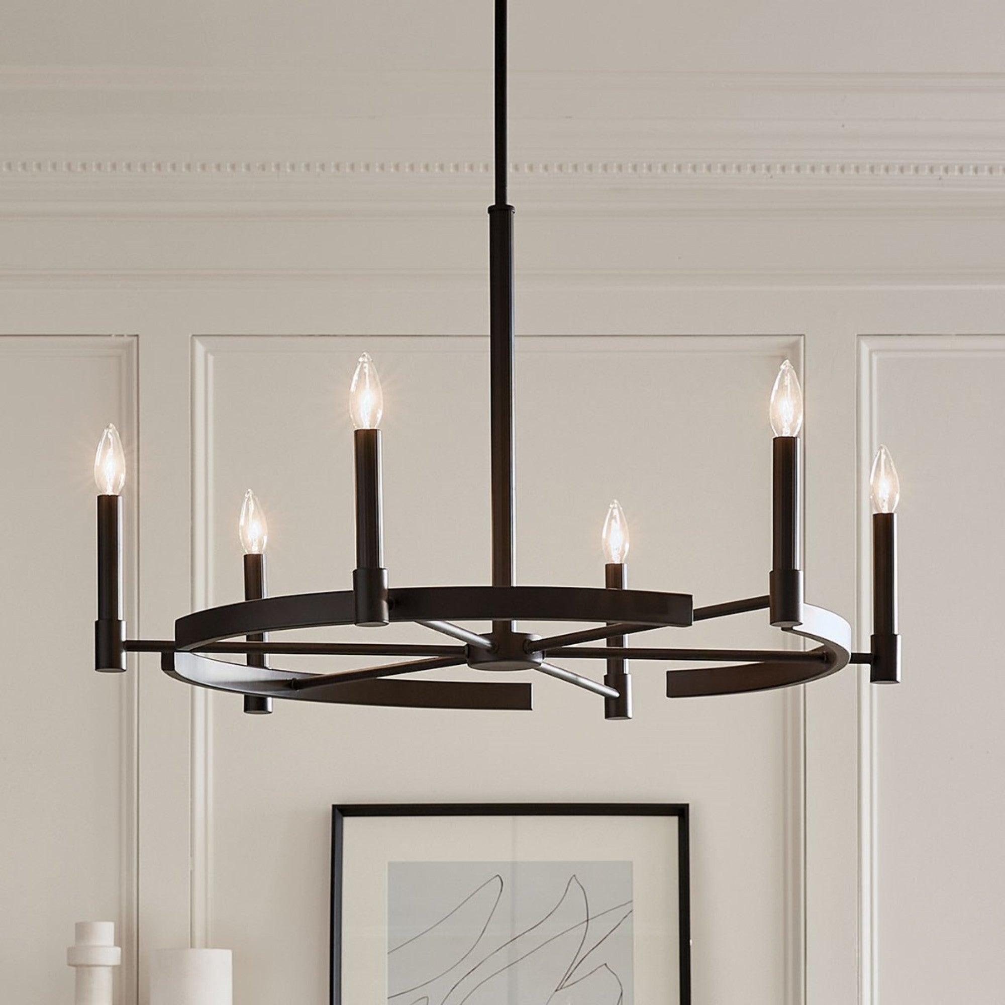 Tolani 34" 6-Light Chandelier, Black Finish