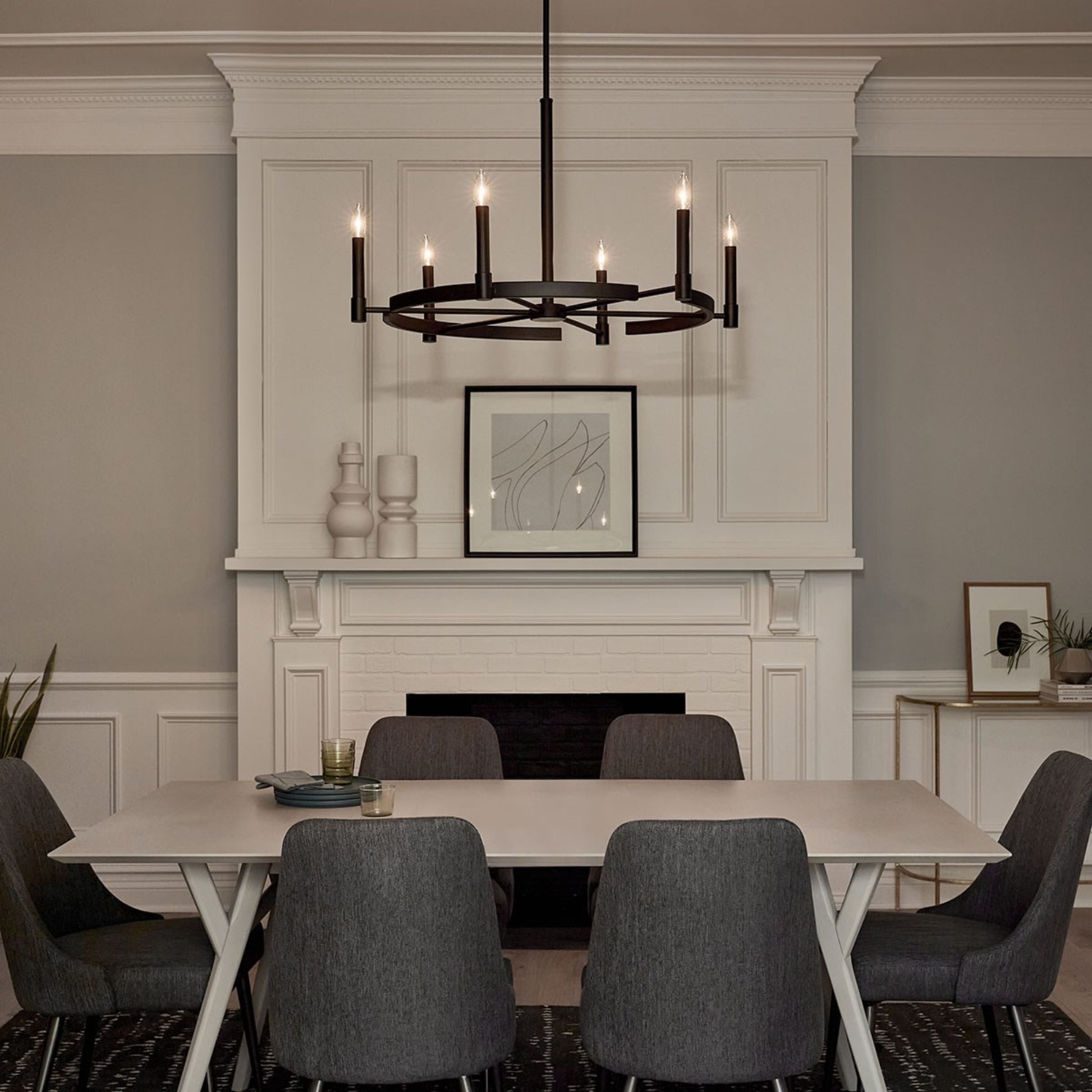 Tolani 34" 6-Light Chandelier, Black Finish - Bees Lighting
