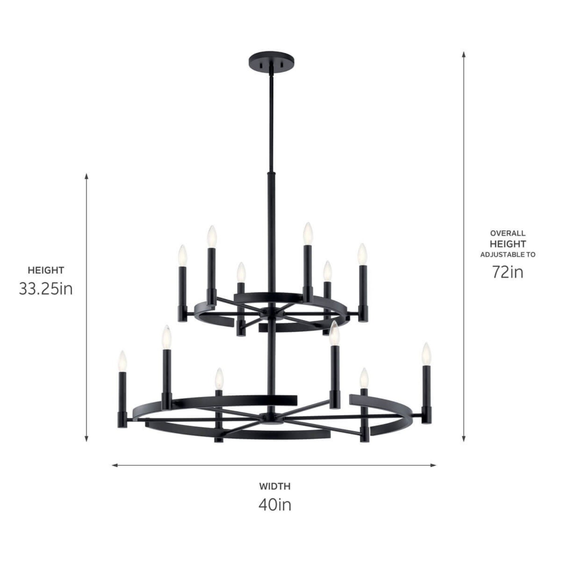 Tolani 40" 12-Light Chandelier, Black Finish - Bees Lighting