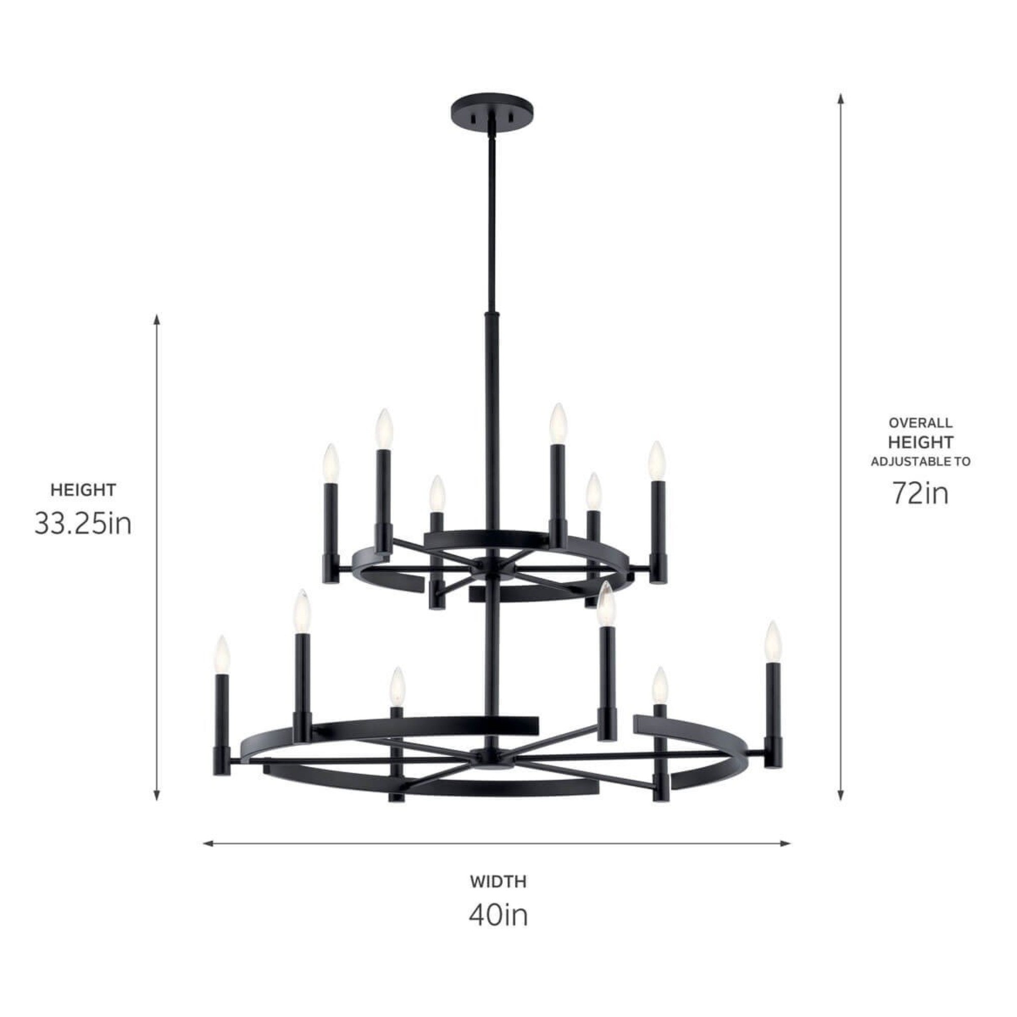 Tolani 40" 12-Light Chandelier, Black Finish - Bees Lighting
