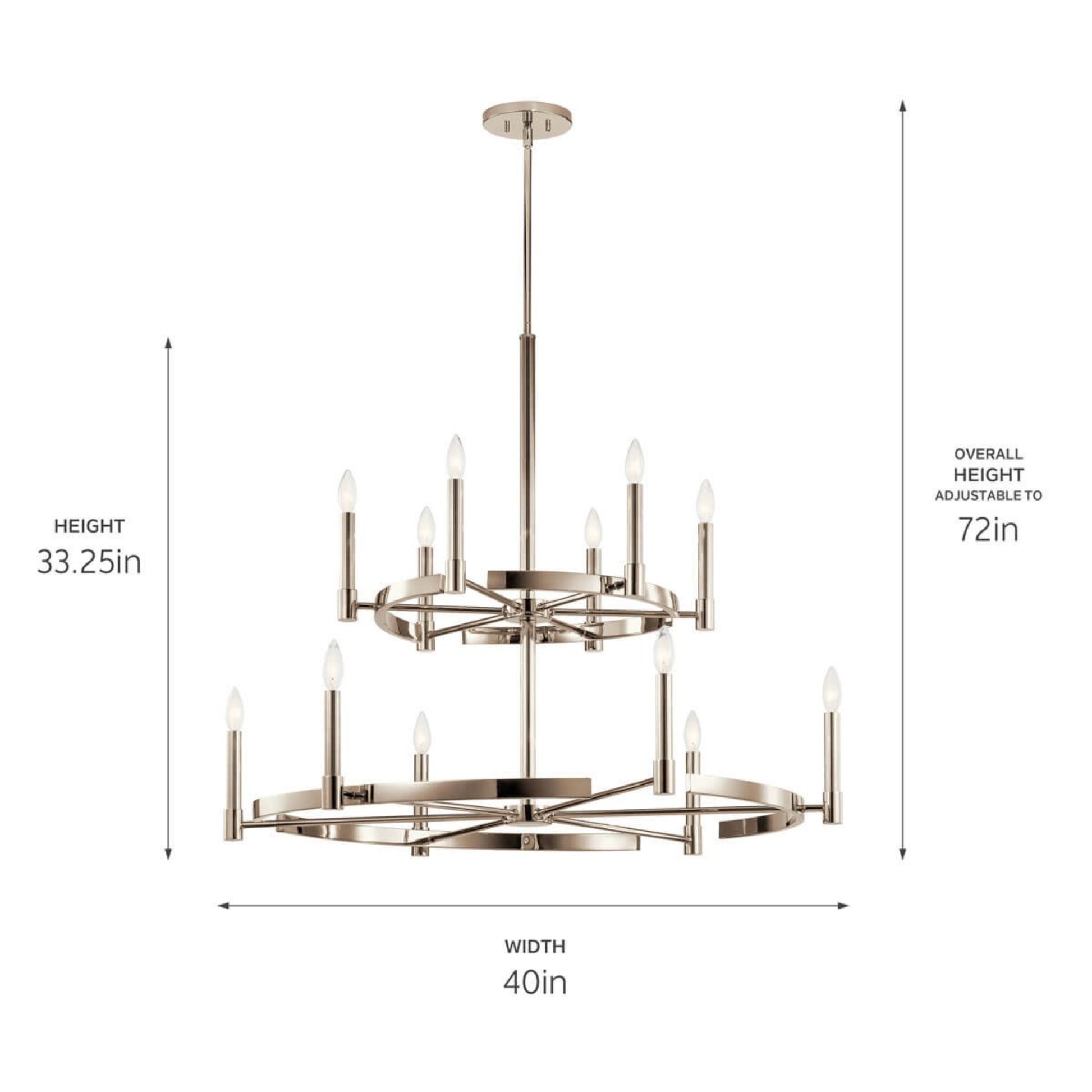 Tolani 40" 12-Light Chandelier, Polished Nickel Finish - Bees Lighting