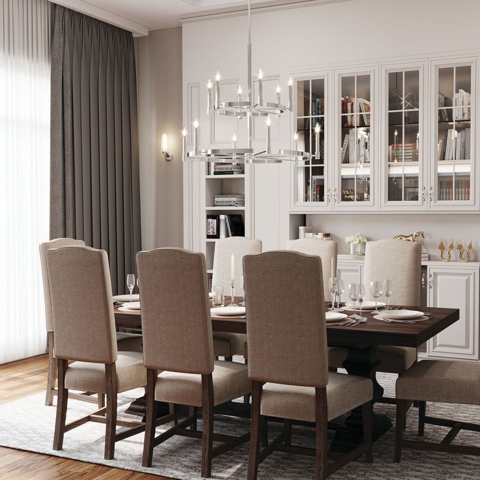 Tolani 40" 12-Light Chandelier, Polished Nickel Finish - Bees Lighting