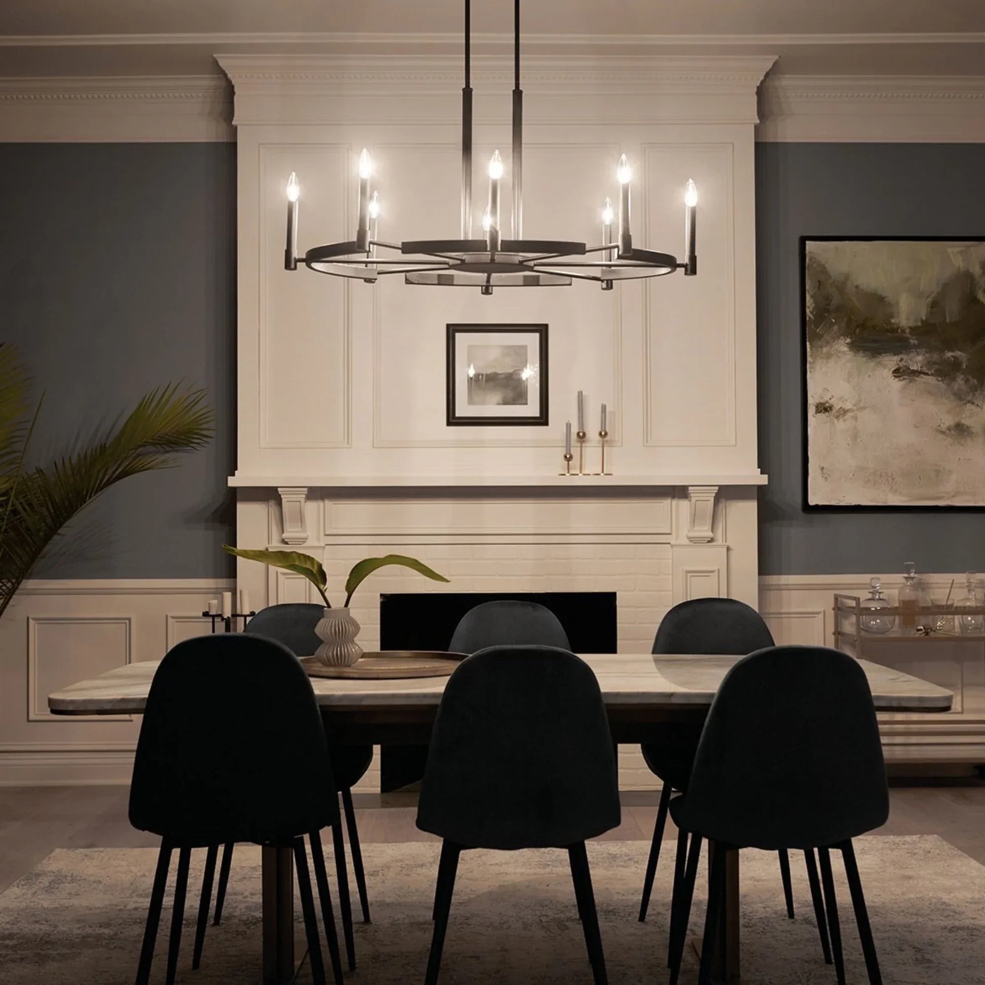 Tolani 43" 8-Light Chandelier, Black Finish - Bees Lighting