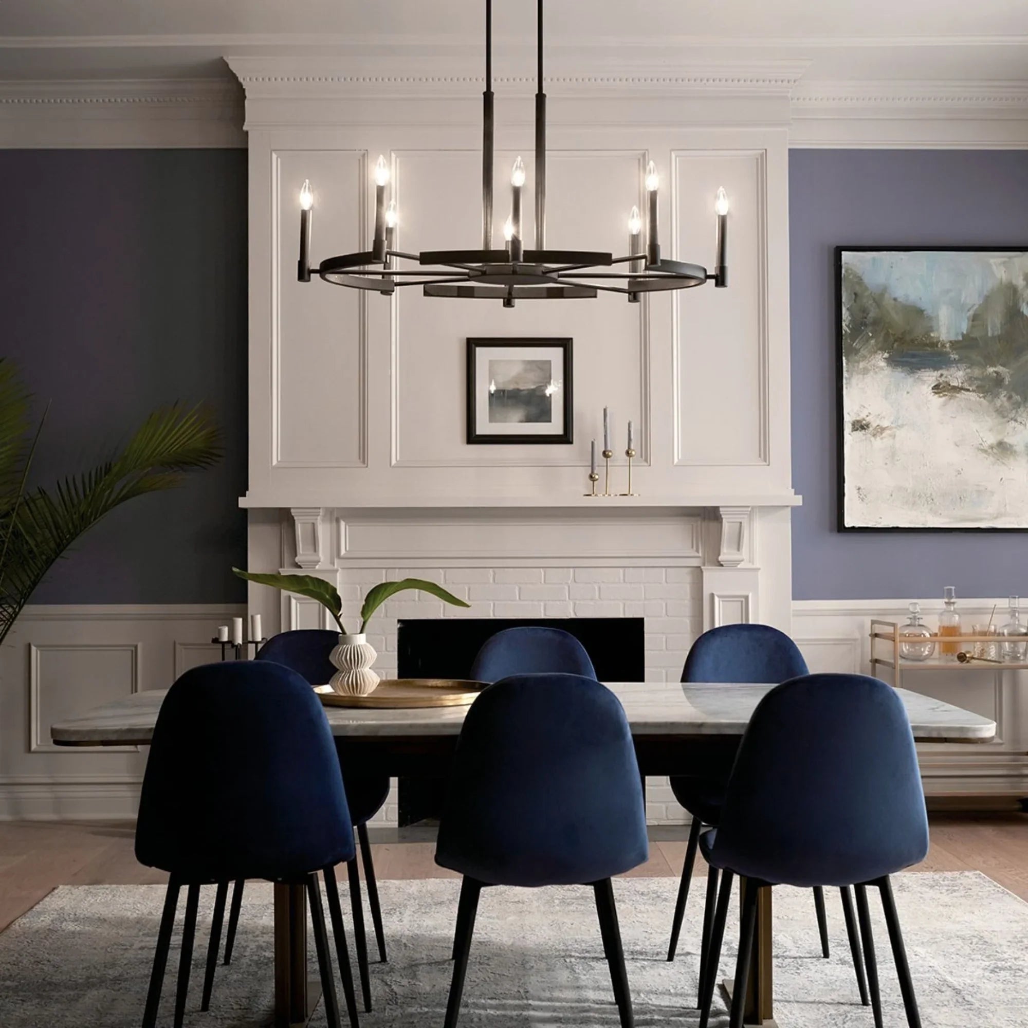 Tolani 43" 8-Light Chandelier, Black Finish - Bees Lighting