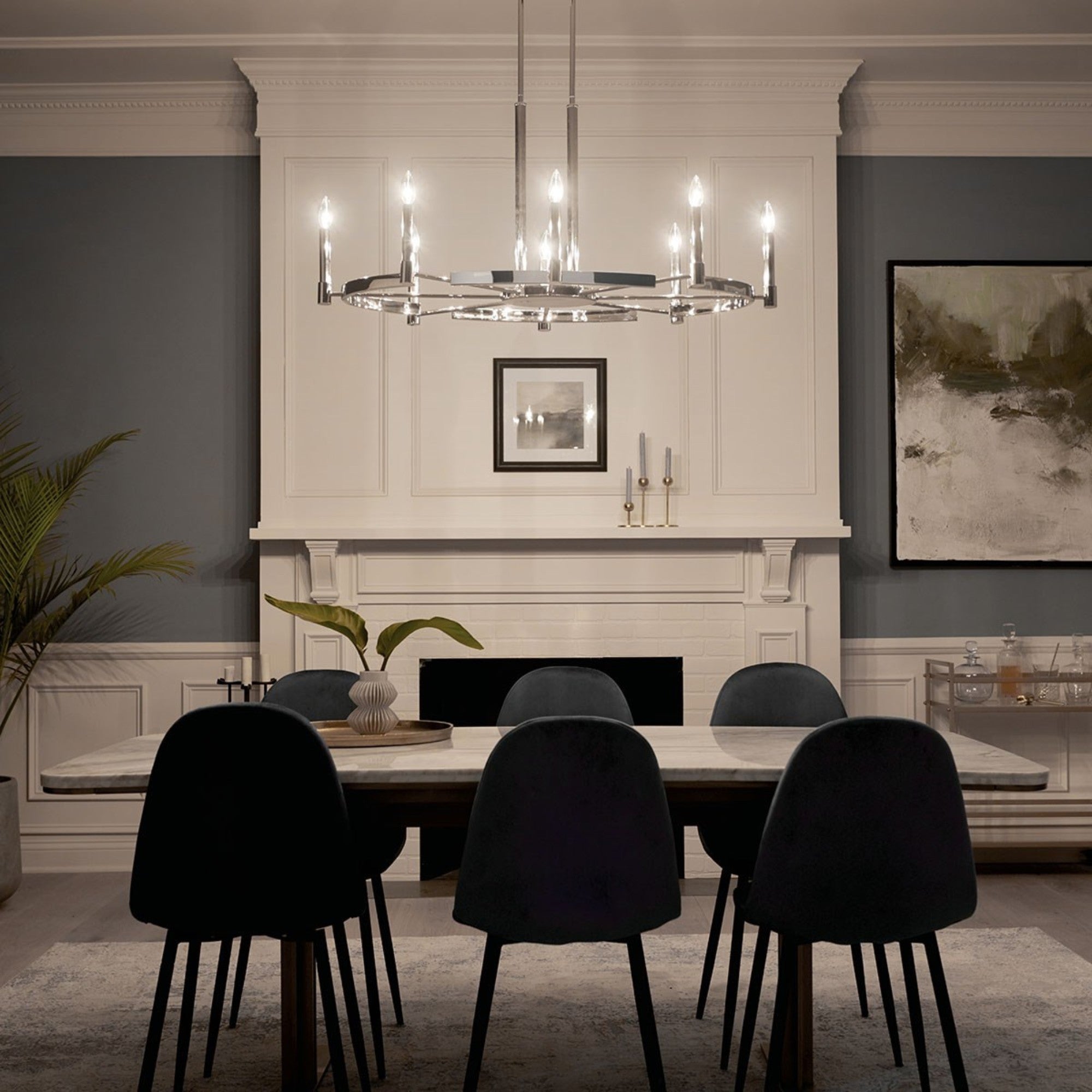 Tolani 43" 8-Light Chandelier, Polished Nickel Finish - Bees Lighting