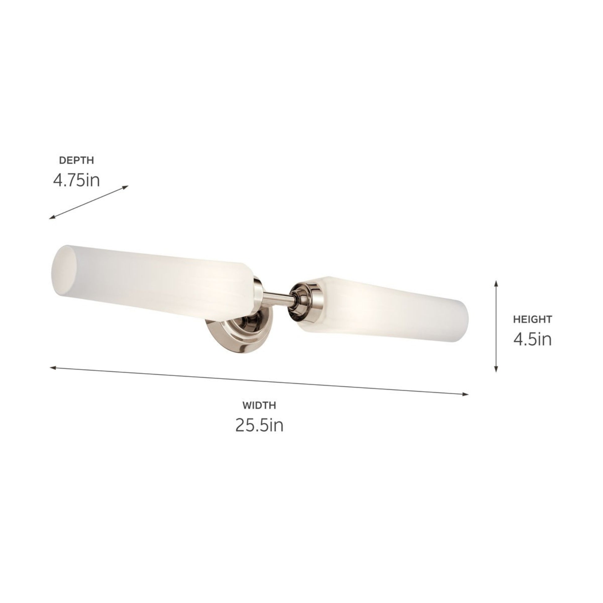 Truby 26" 2-Light Bath Vanity Light, Polished Nickel Finish - Bees Lighting