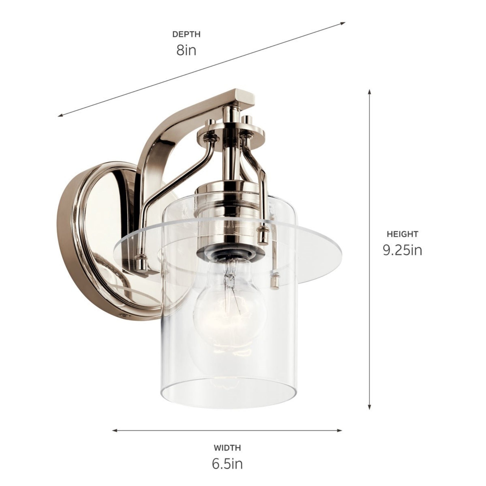 Everett 9" Wall Sconce, Polished Nickel Finish - Bees Lighting