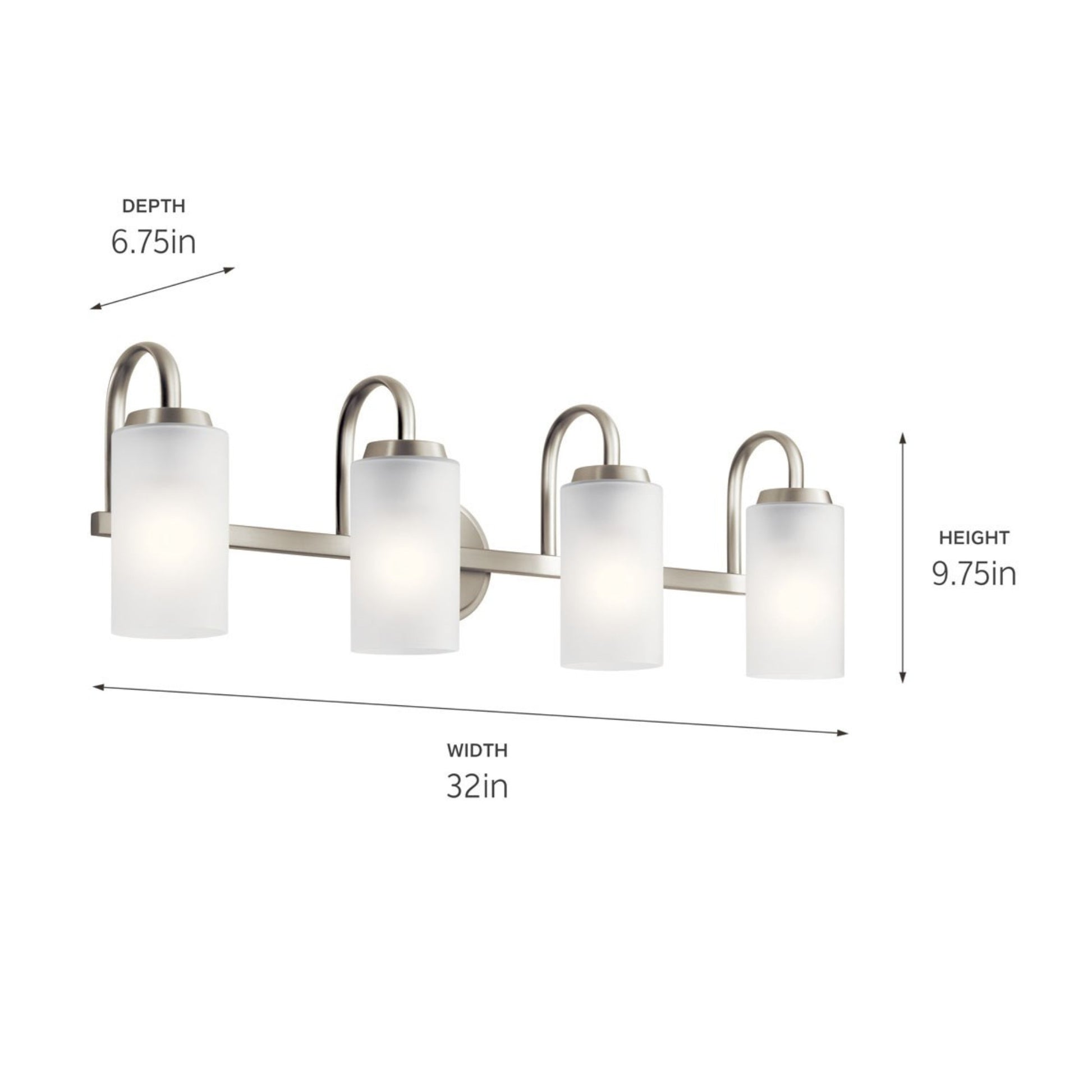 Kennewick 32" 4-Light Bath Vanity Light, Brushed Nickel Finish - Bees Lighting