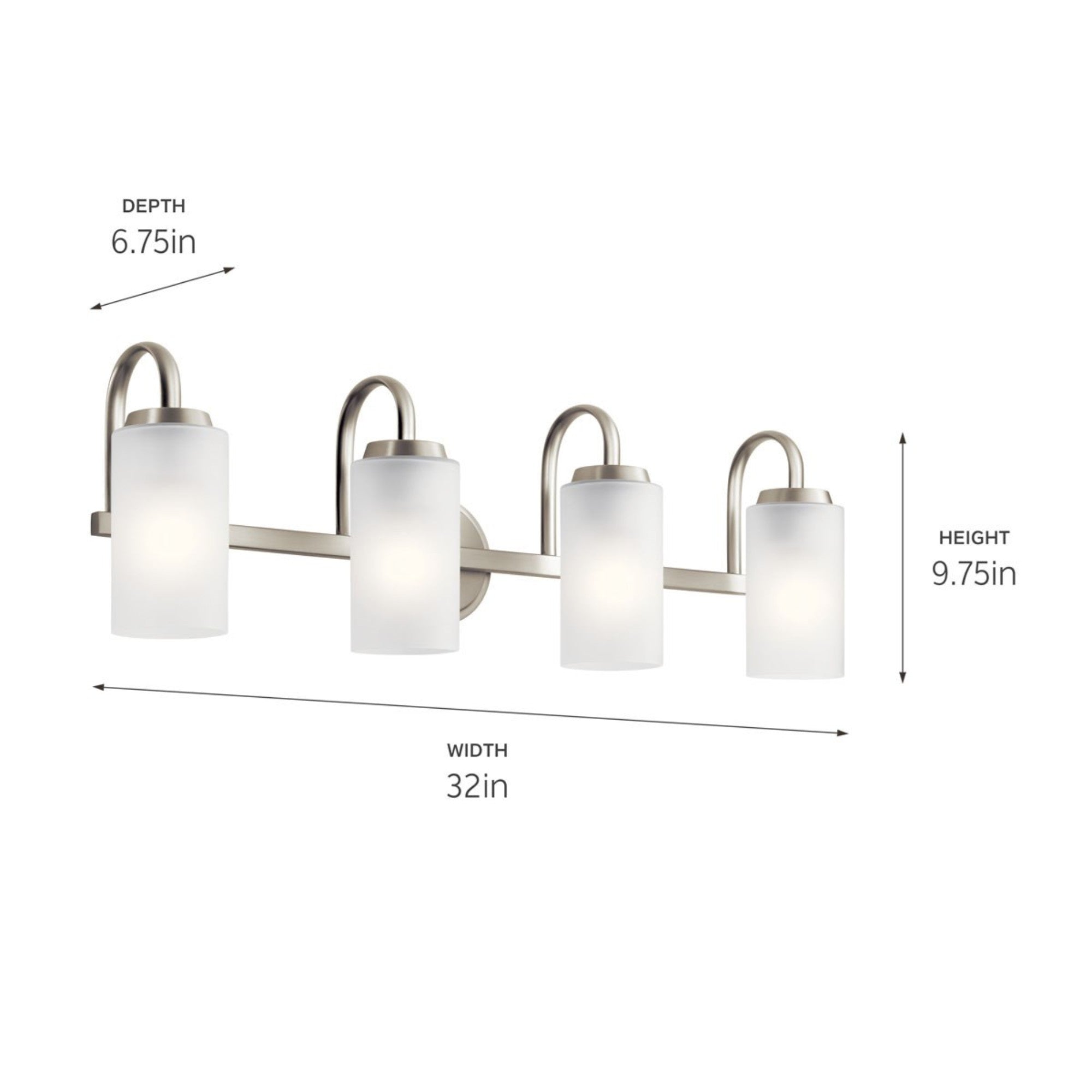 Kennewick 32" 4-Light Bath Vanity Light, Brushed Nickel Finish - Bees Lighting