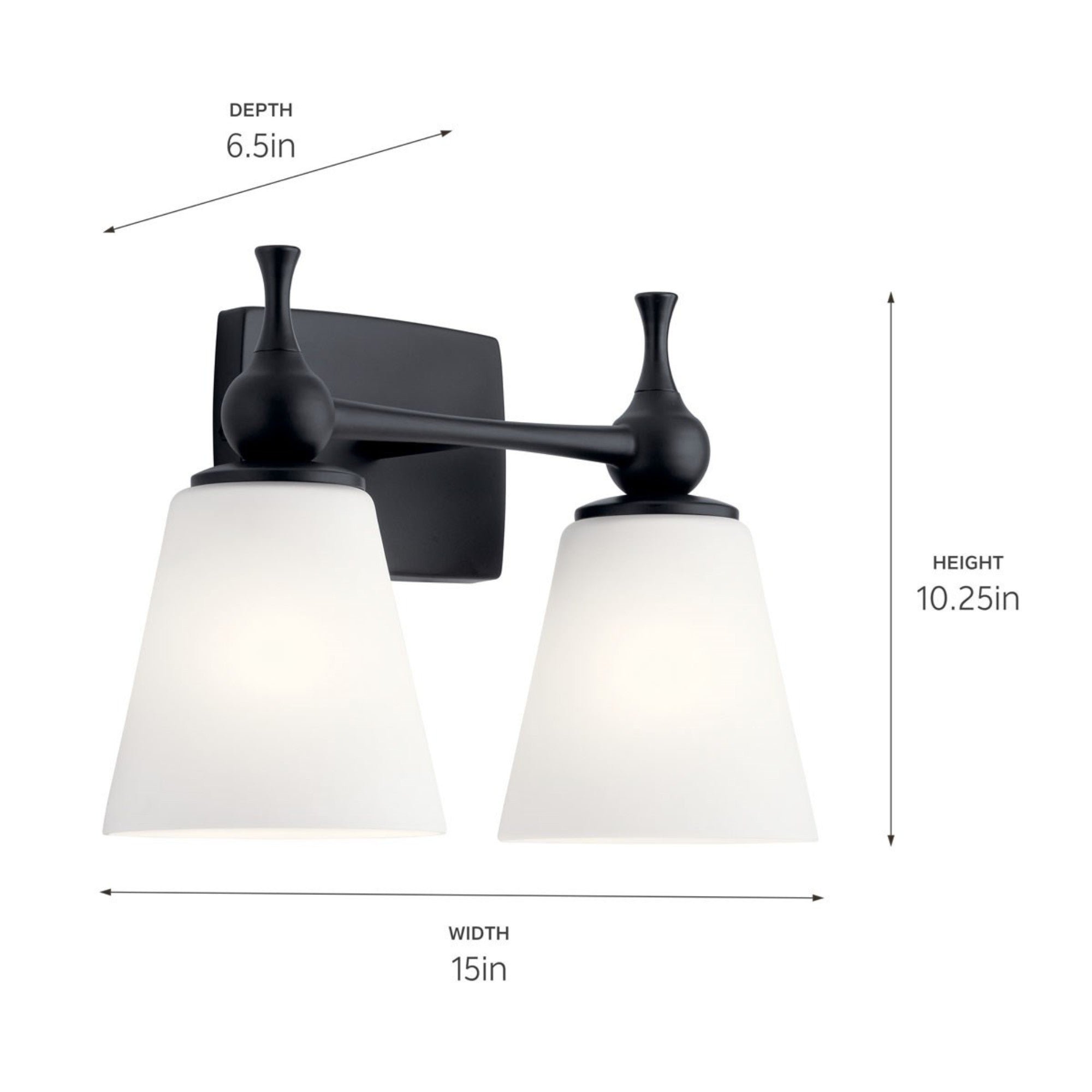 Cosabella 15" 2-Light Bath Vanity Light, Black Finish - Bees Lighting