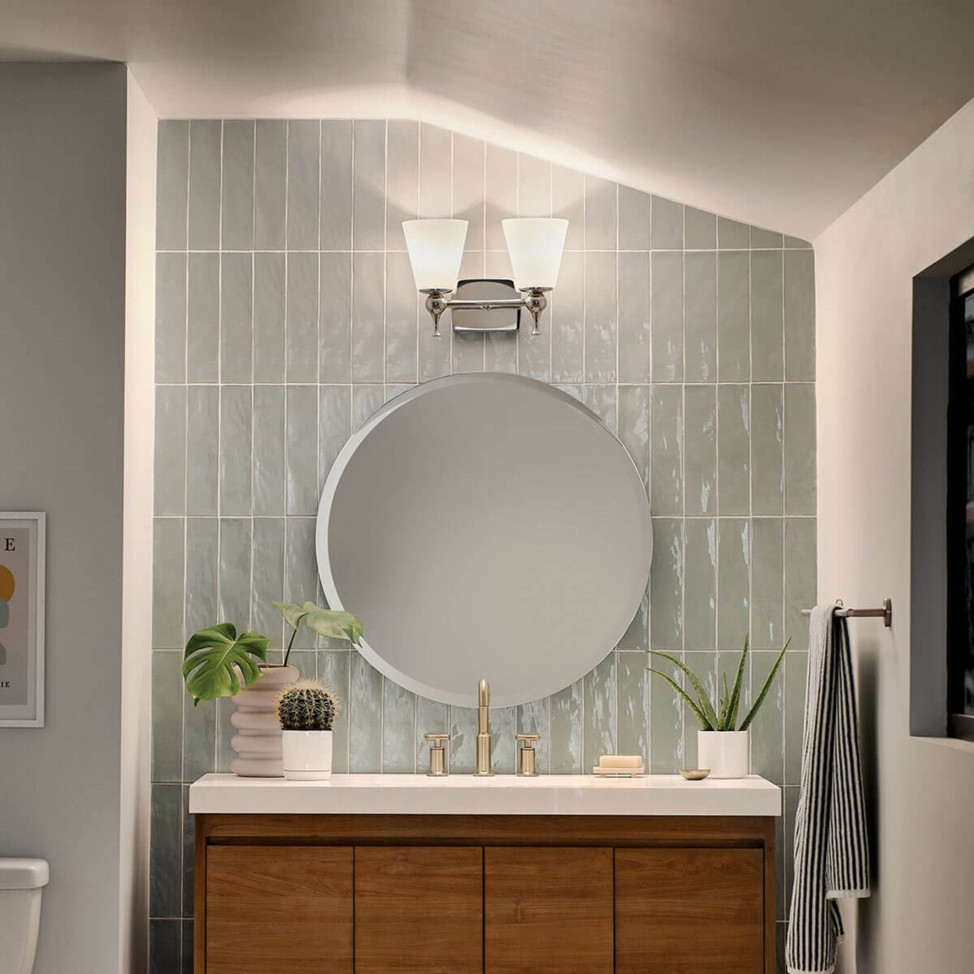 Cosabella 15" 2-Light Bath Vanity Light, Polished Nickel Finish - Bees Lighting