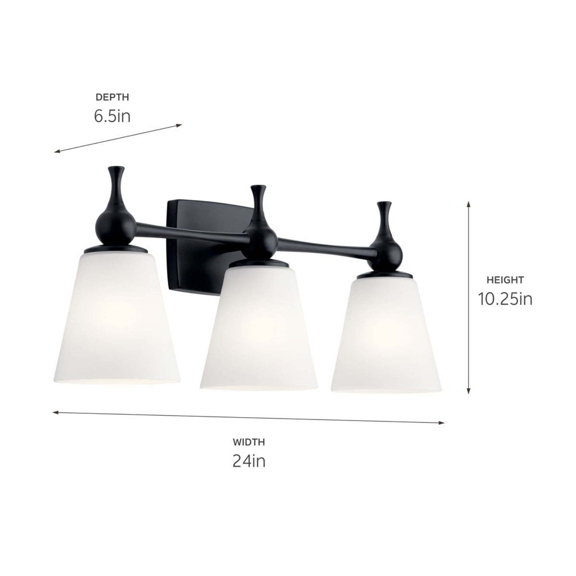 Cosabella 24" 3-Light Bath Vanity Light, Black Finish - Bees Lighting