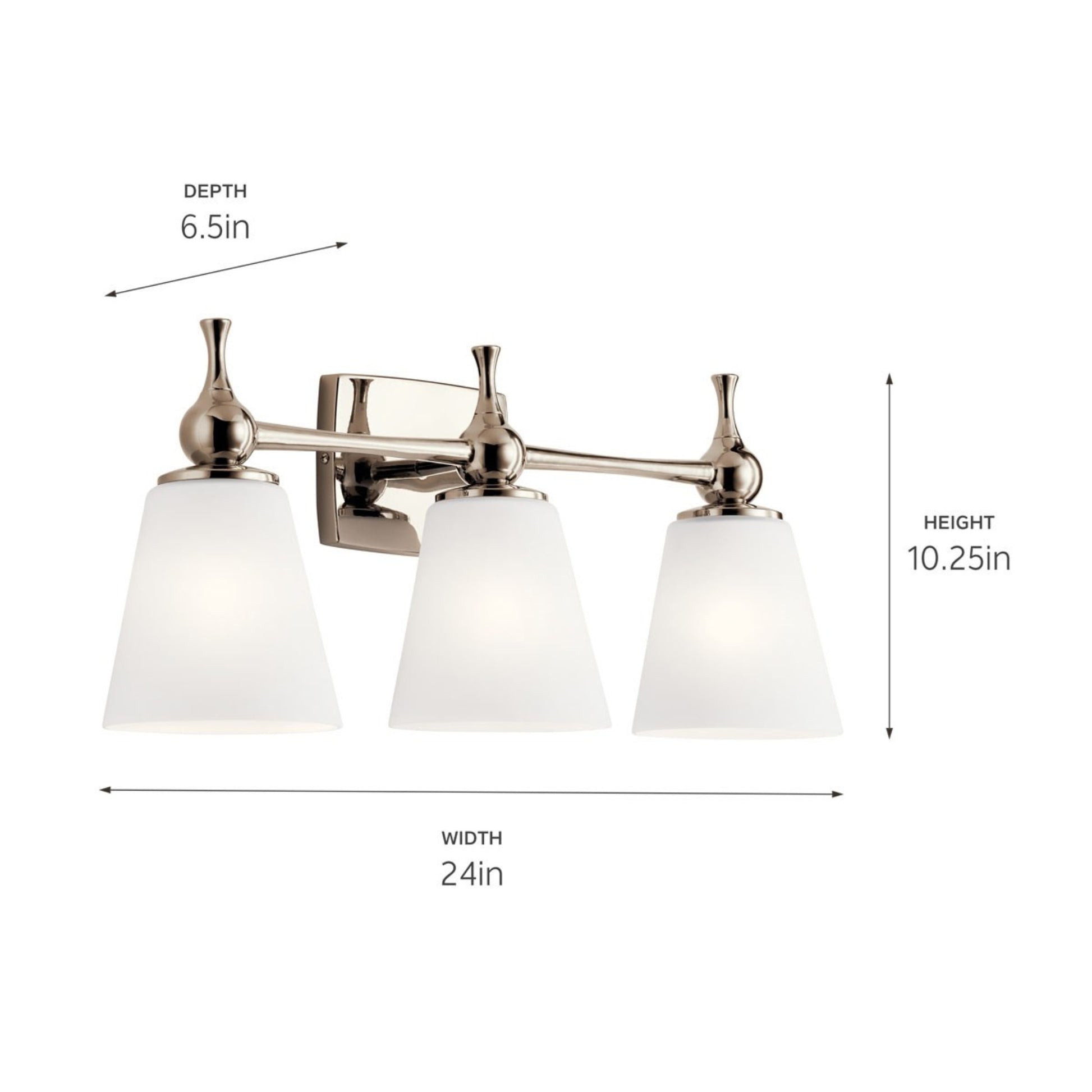 Cosabella 24" 3-Light Bath Vanity Light, Polished Nickel Finish - Bees Lighting