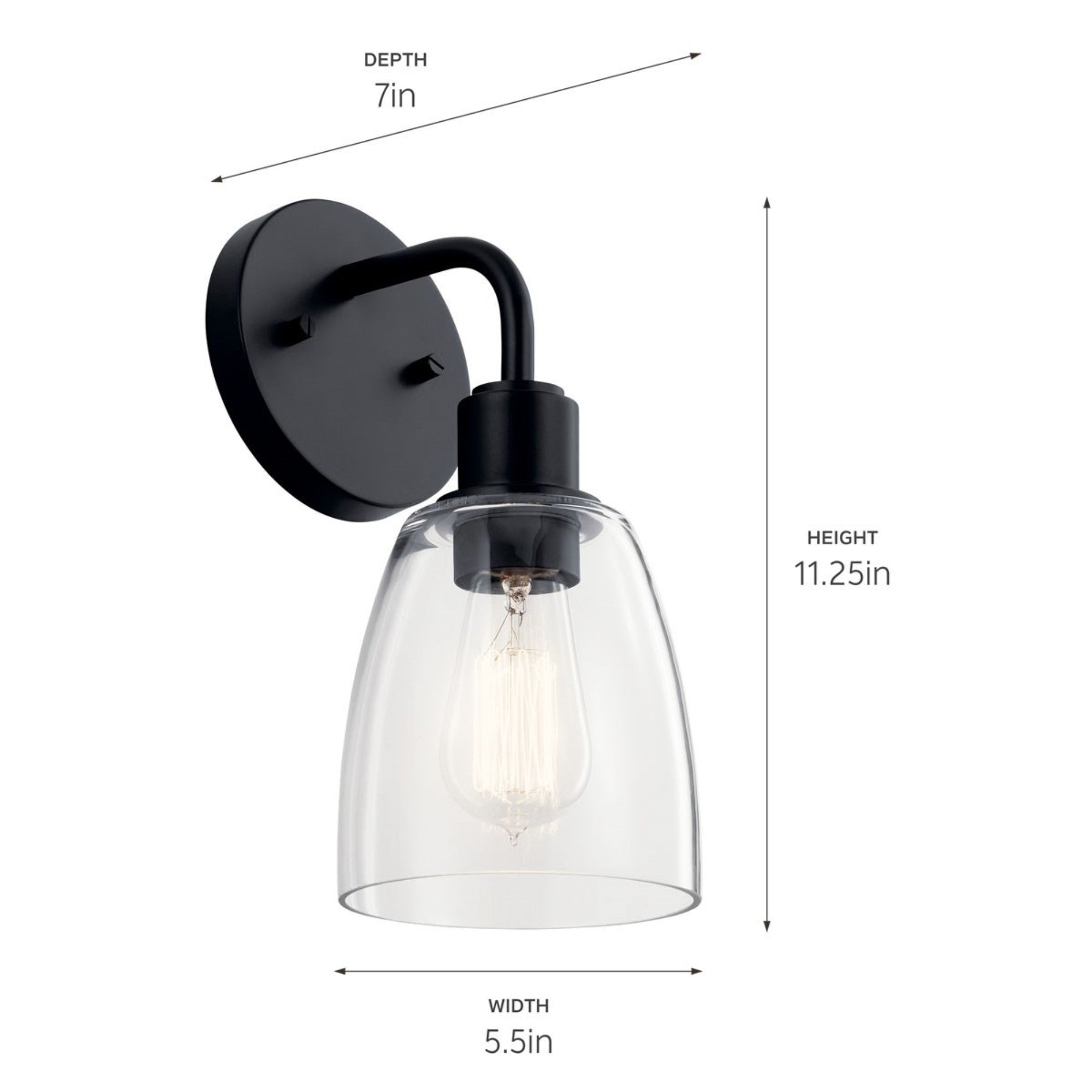 Meller 6" Wall Sconce, Black Finish - Bees Lighting