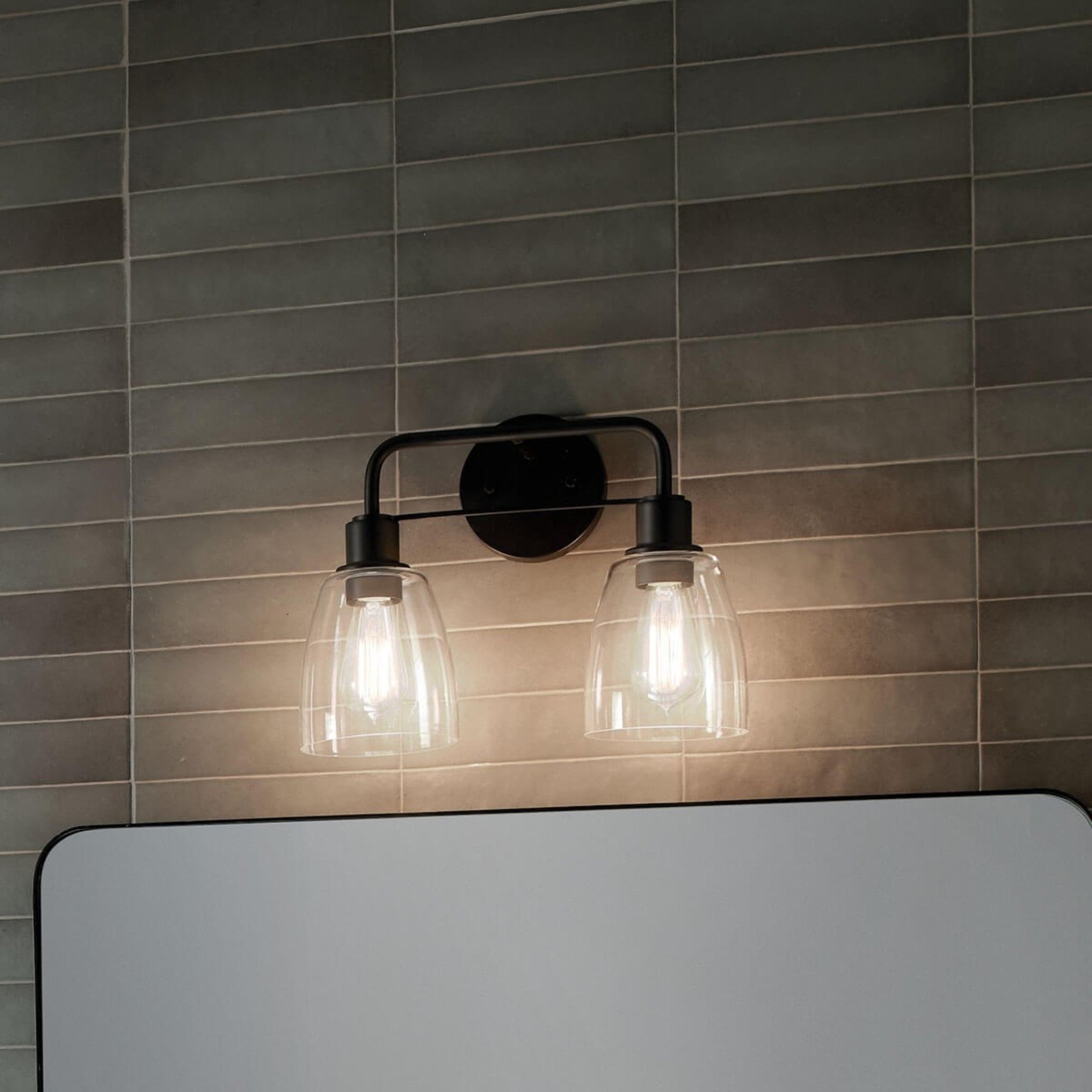 Meller 15" 2-Light Bath Vanity Light, Black Finish - Bees Lighting