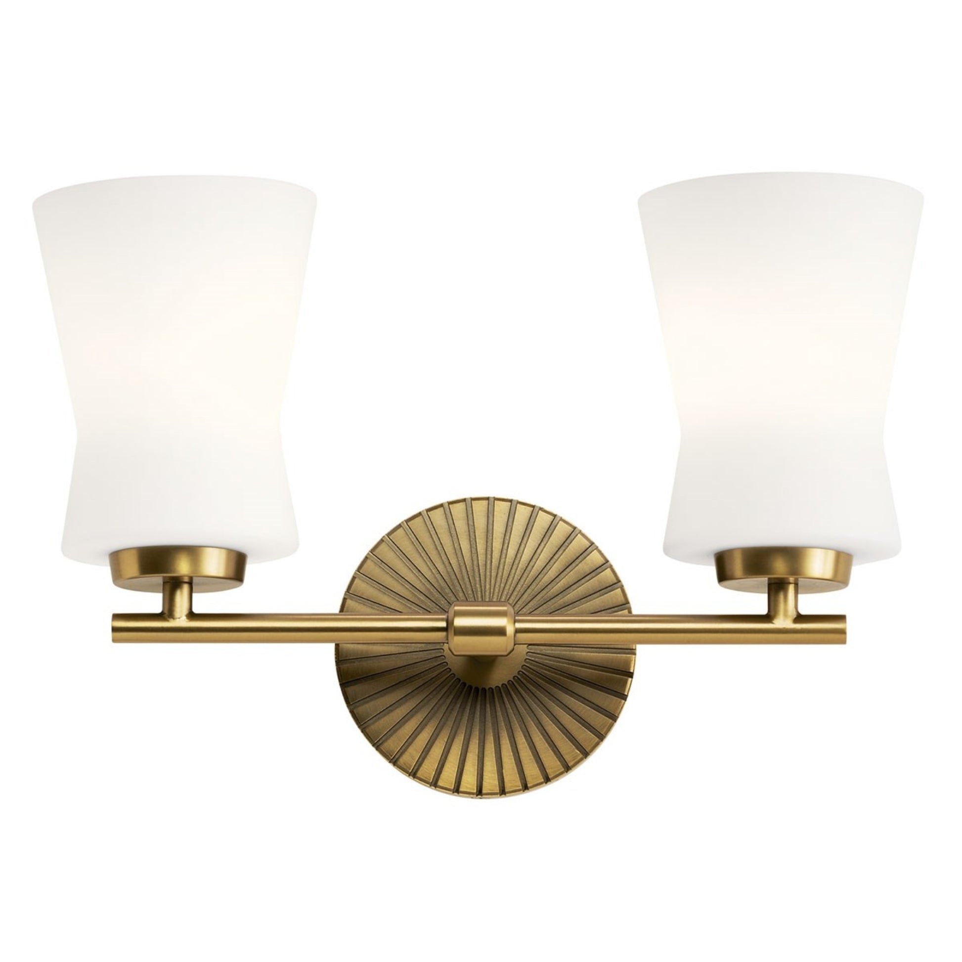 Brianne 15" 2-Light Bath Vanity Light, Brushed Natural Brass Finish - Bees Lighting