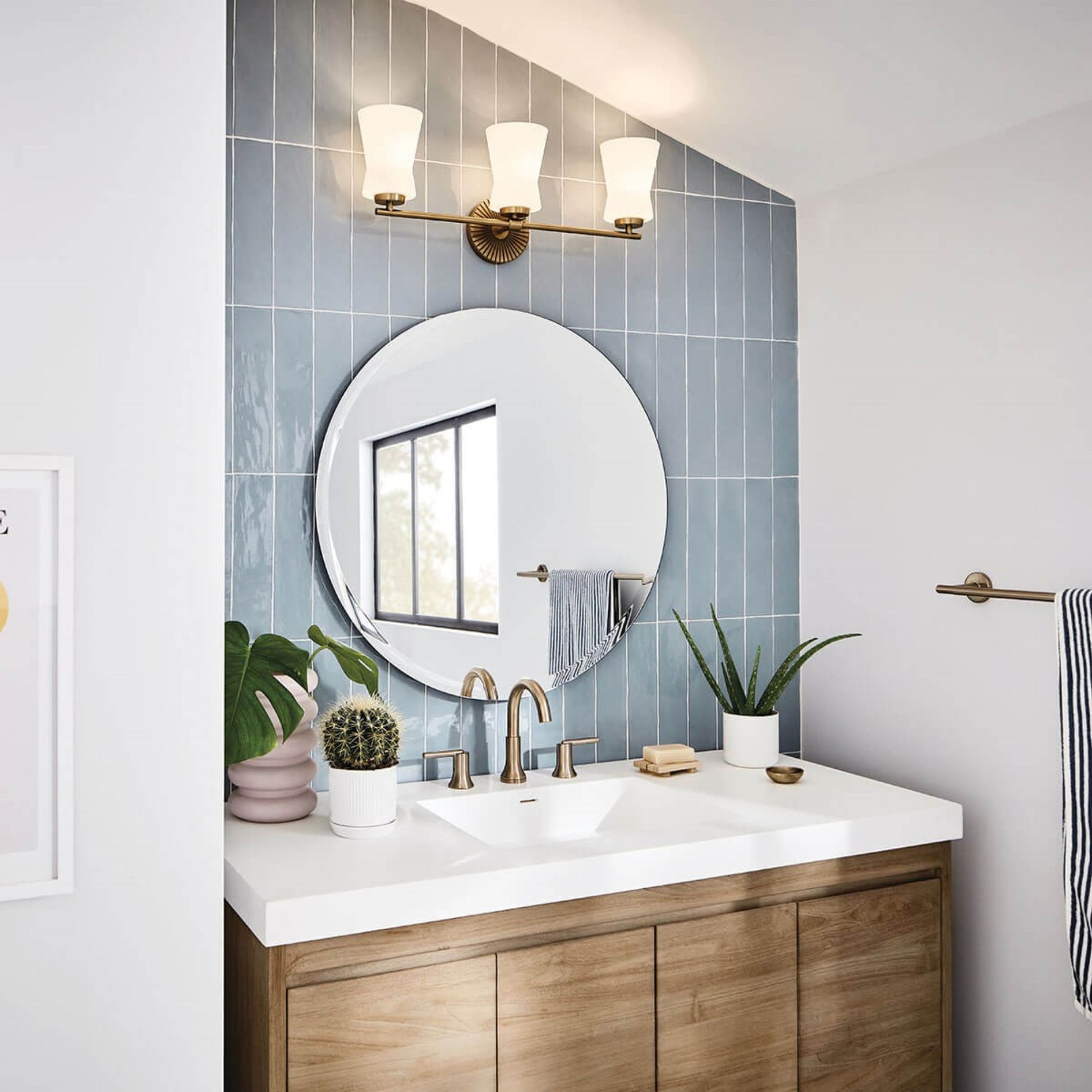 Brianne 25" 3-Light Bath Vanity Light, Brushed Natural Brass Finish - Bees Lighting