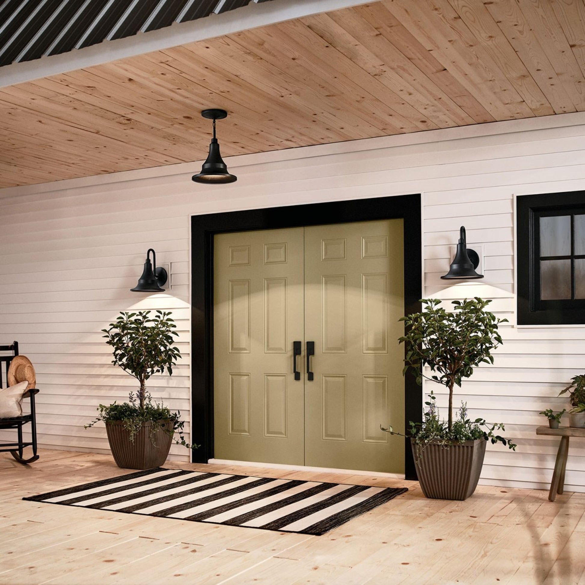 Hampshire 12 in. Bell Outdoor Pendant Light Black Finish - Bees Lighting