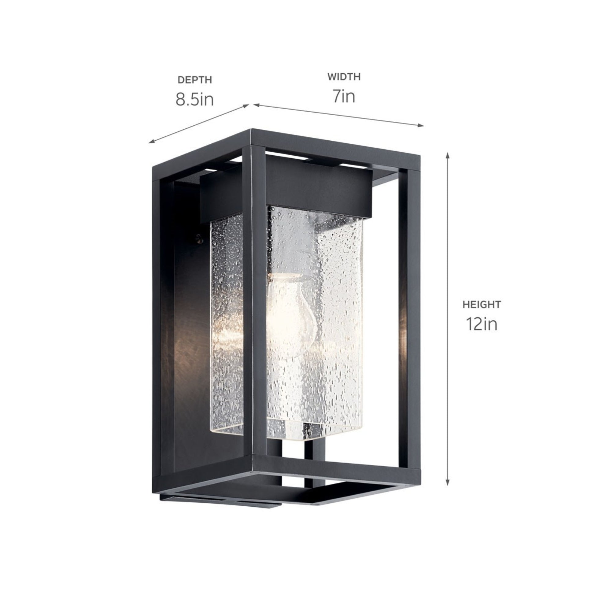 Mercer 12" Outdoor Wall Light, Black with Silver Highlights Finish - Bees Lighting