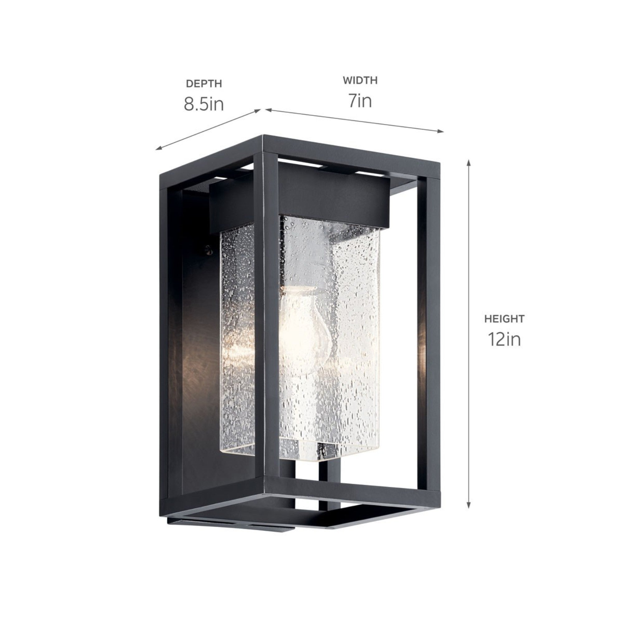 Mercer 12" Outdoor Wall Light, Black with Silver Highlights Finish - Bees Lighting