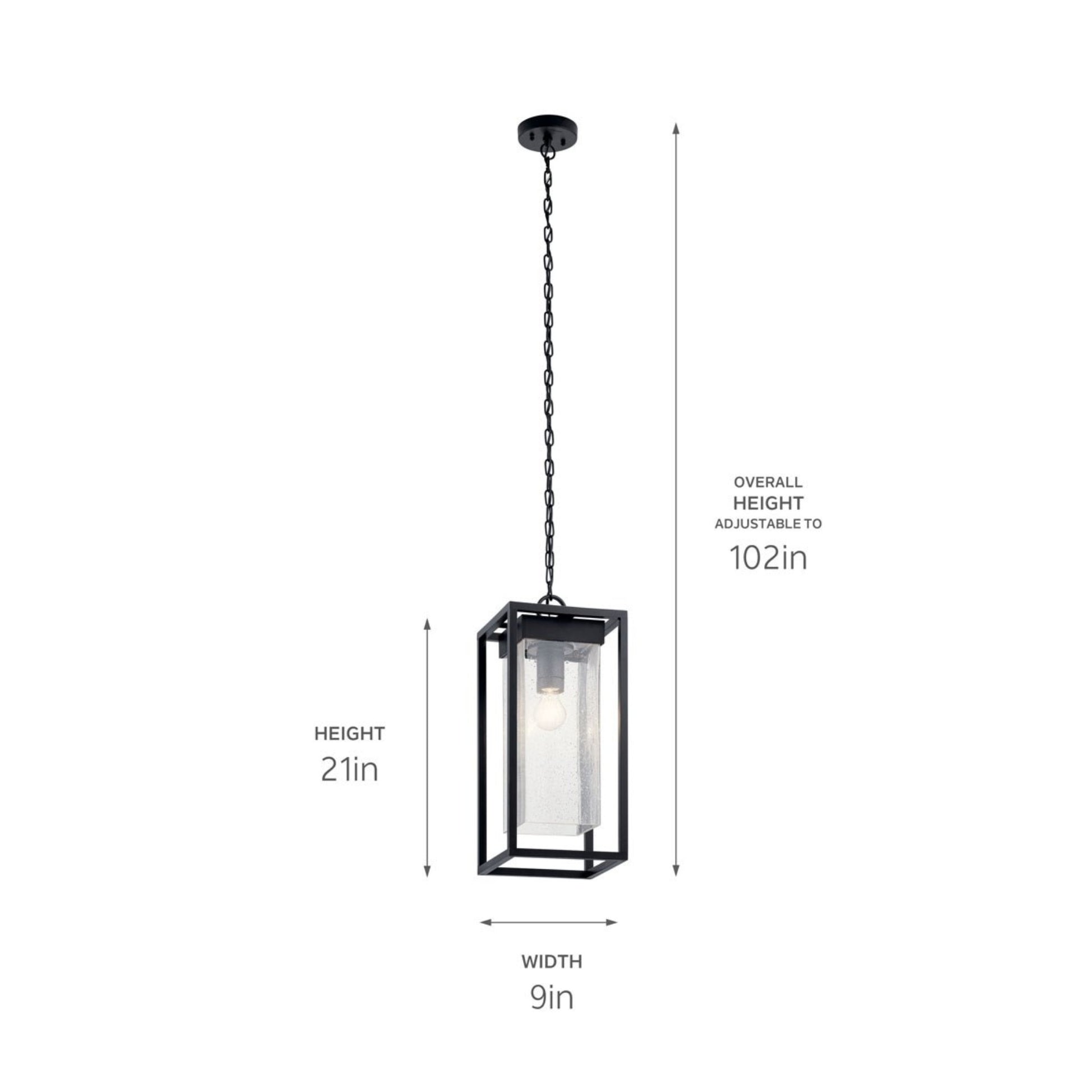 Mercer 21" Outdoor Pendant, Black with Silver Highlights Finish - Bees Lighting