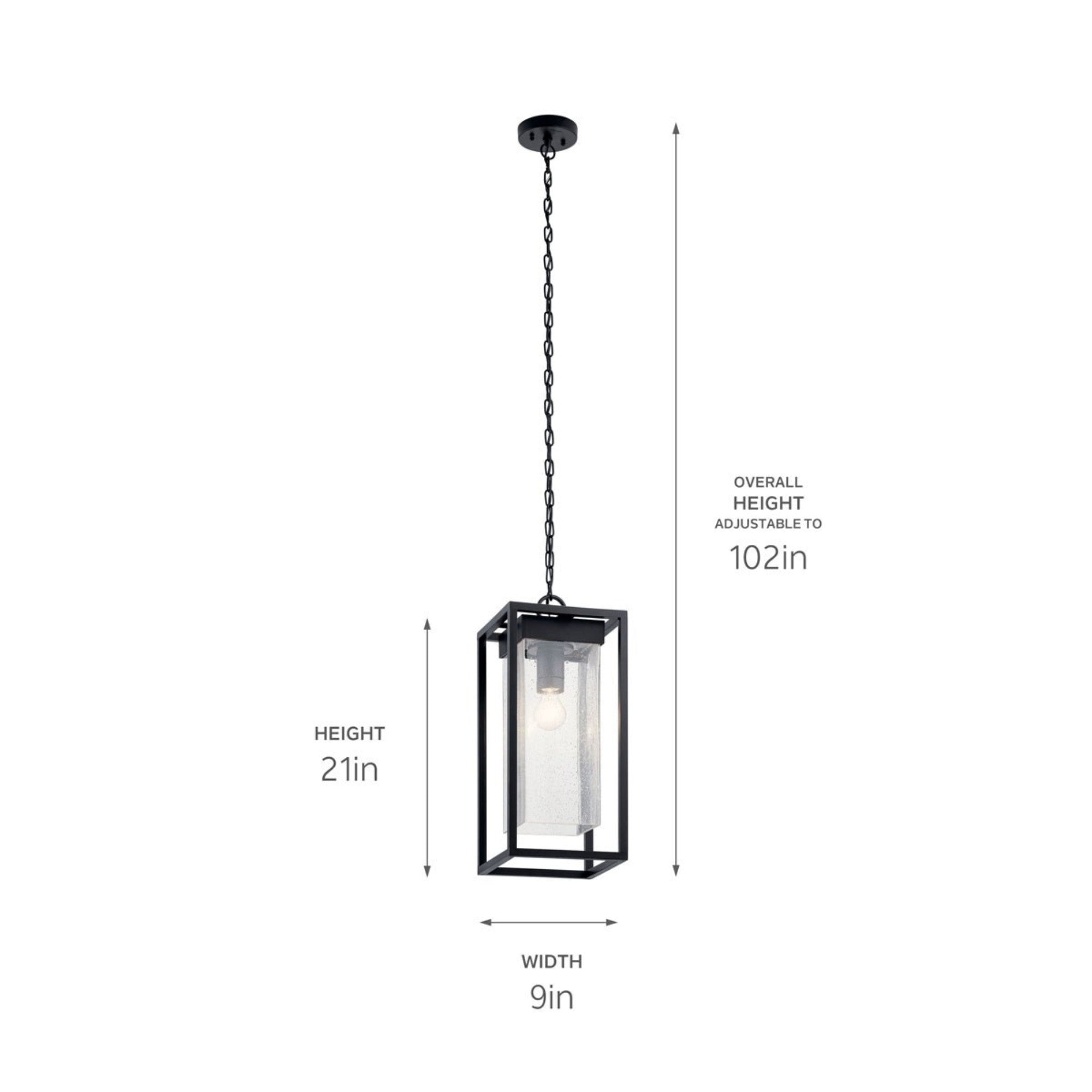 Mercer 21" Outdoor Pendant, Black with Silver Highlights Finish - Bees Lighting