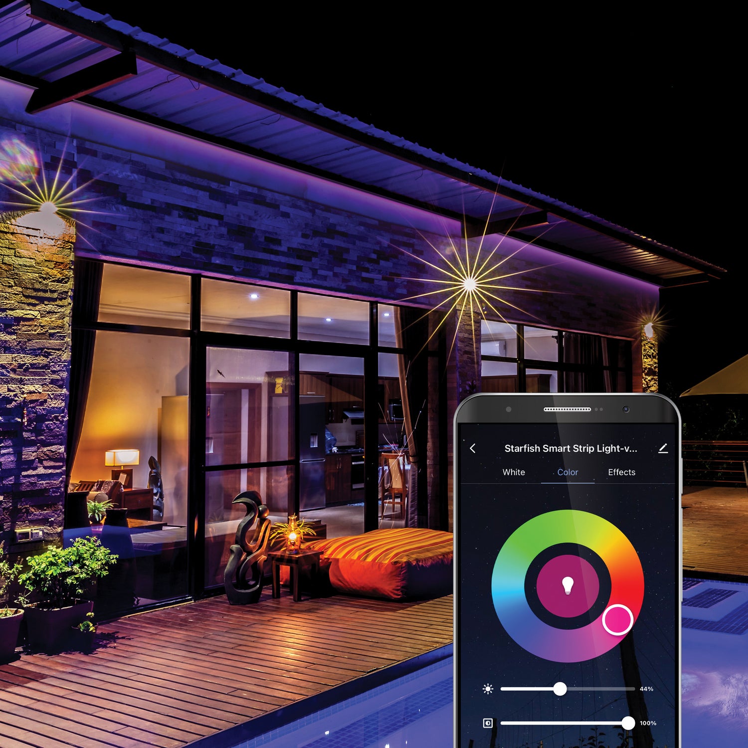 Starfish Wifi Smart Outdoor LED Strip Light kit, 16Ft Reel, RGBTW, 12V - Bees Lighting