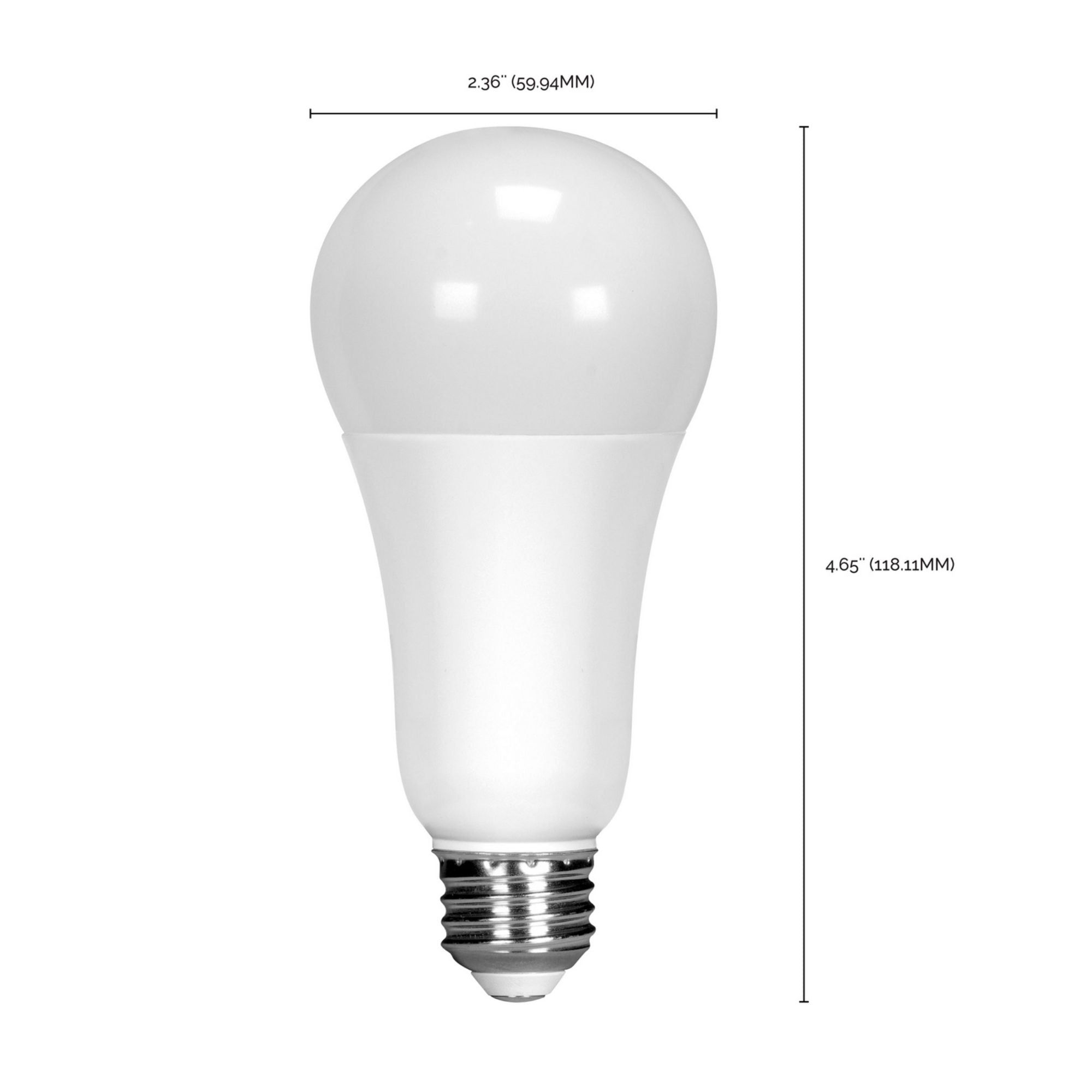 A19 LED Bulb, 100W Equivalent, 17 Watts, 1600 Lumens, 3000K, E26 Medium Base, Frosted Finish - Bees Lighting