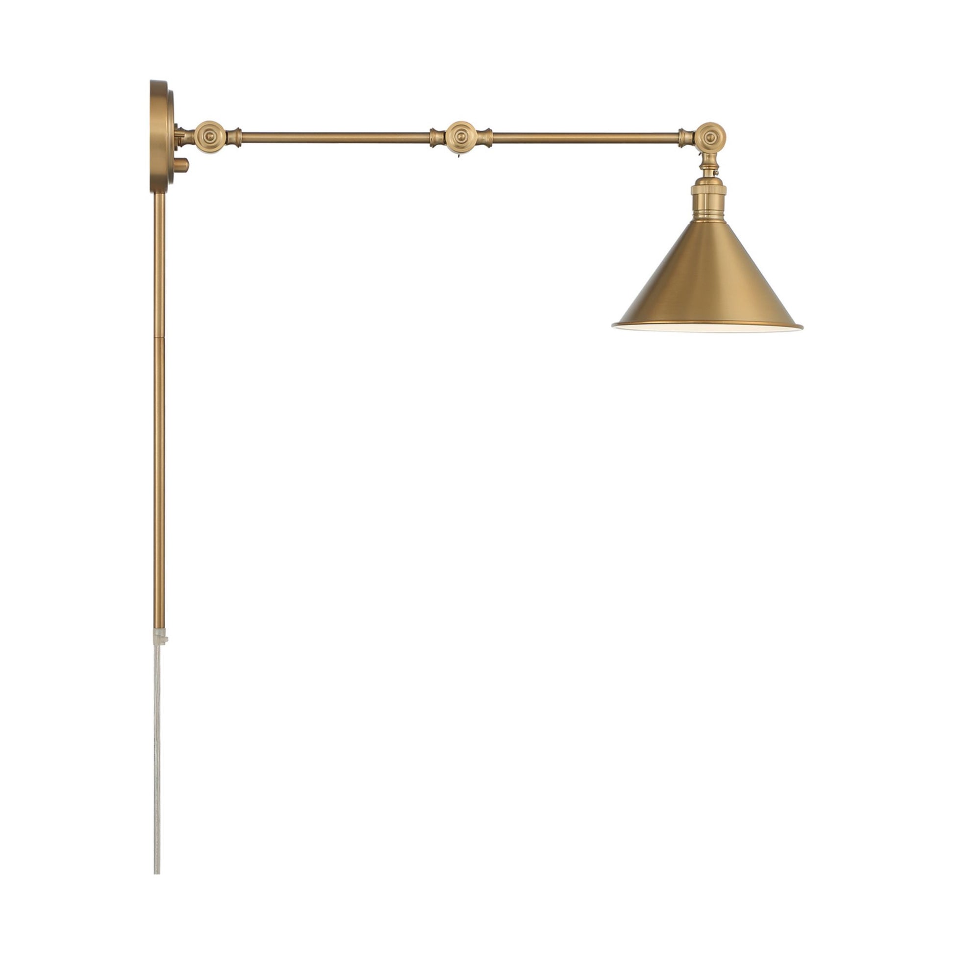 Delancey Swing Arm Lamp, Vintage Brass - Bees Lighting