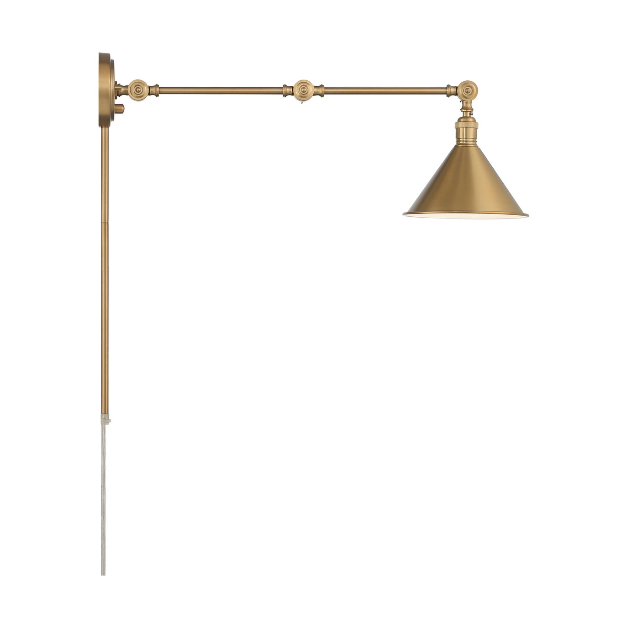 Delancey Swing Arm Lamp, Vintage Brass - Bees Lighting